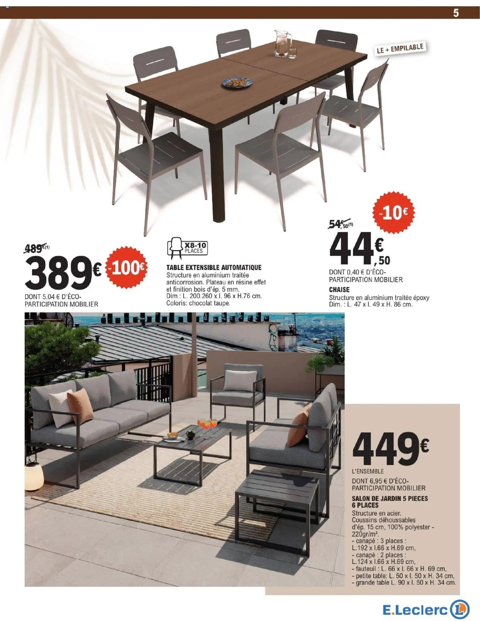 {H1} | Page: 5 | Produits: Salon de jardin, Canapé, Chaise, Chocolat