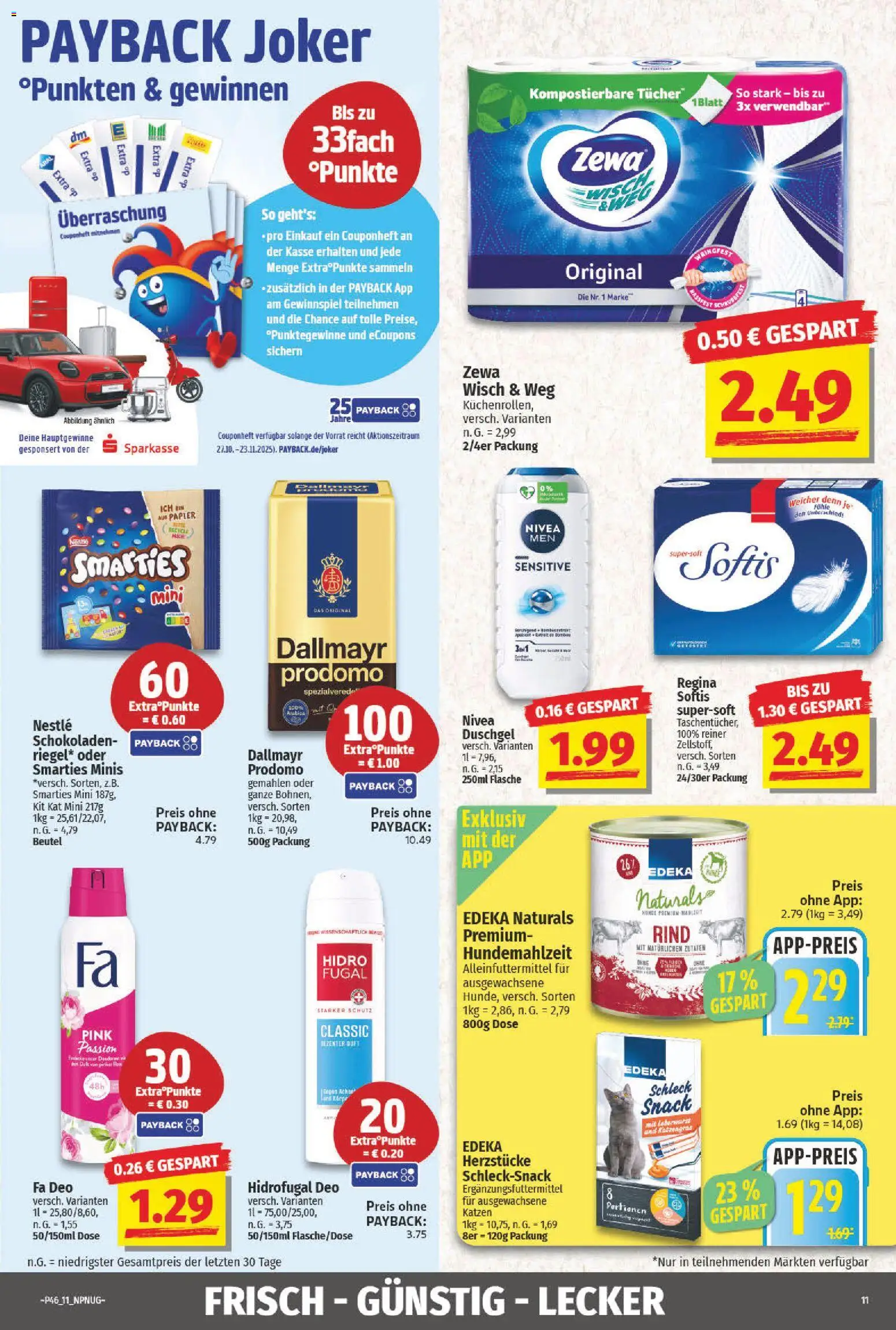 NP Discount Prospekt 	 – gültig ab 10.11.2025 | Seite: 11 | Produkte: Smarties, Duft, Zewa, Dallmayr