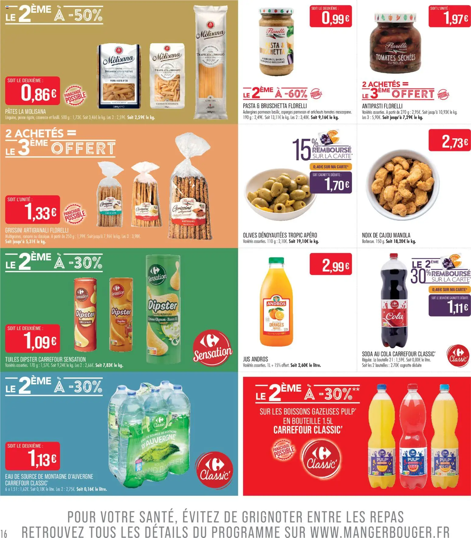 {H1} | Page: 16 | Produits: Olives, Noix de cajou, Jus, Tomates