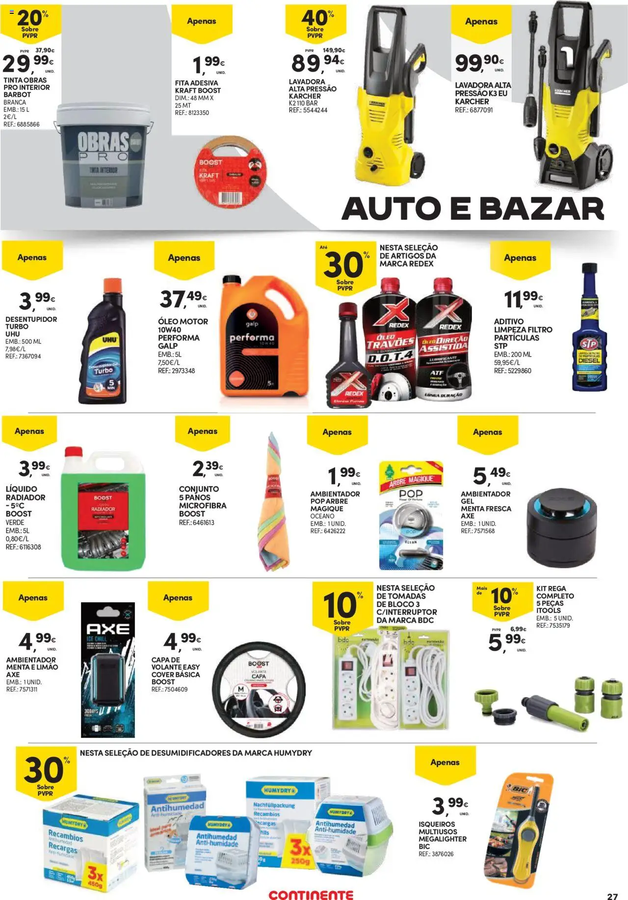 Continente Açores │ válido de 21.08.2025 | Página: 27 | Produtos: Lavadora alta pressão, Tinta, Radiador, Óleo
