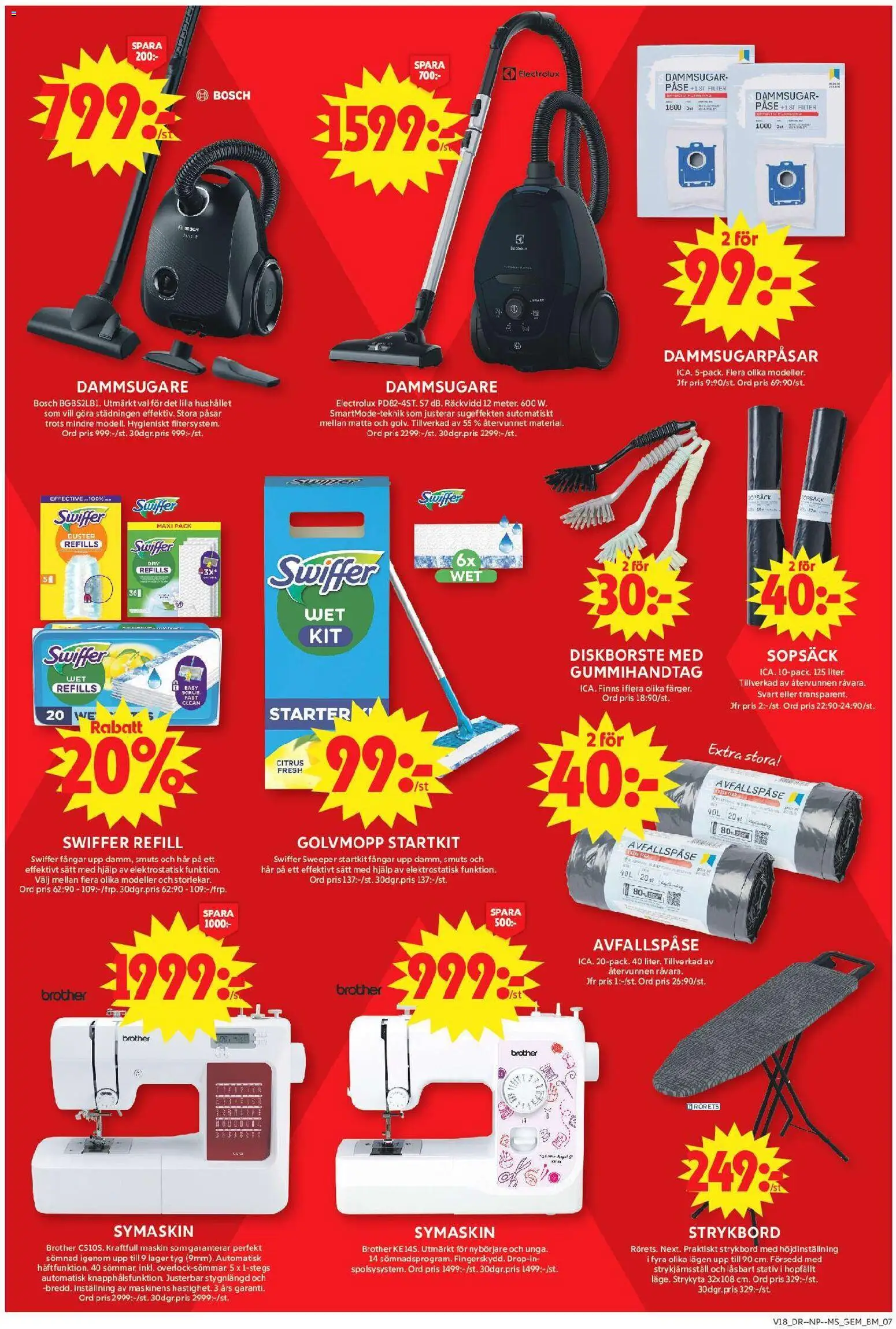 ICA Maxi reklamblad aktuell från 27.04.2026 | Sida: 13 | Produkter: Dammsugare, Symaskin, Golvmopp, Strykbord