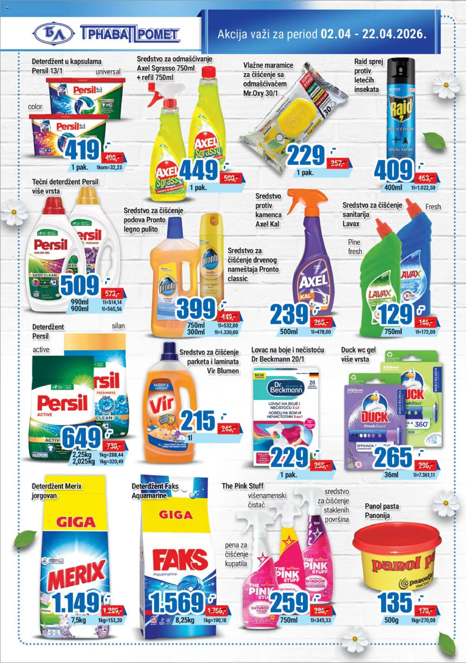 Trnava Promet katalog - važi od 02.04.2026 | Strana: 28 | Proizvode: Tečni deterdžent, Pronto, Wc, Vlažne maramice