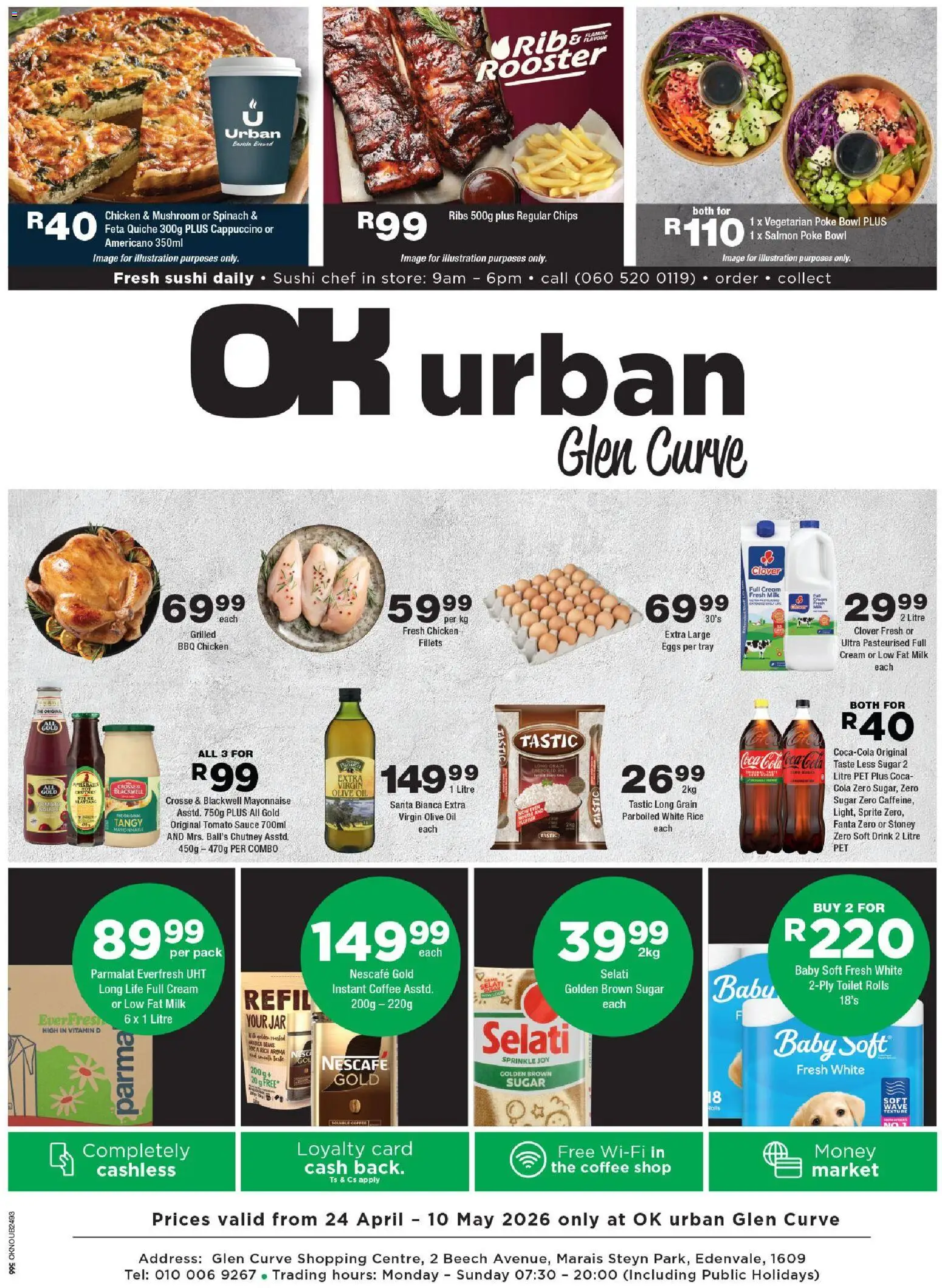 New OK Foods catalogue – valid from 24.04.2026 | Page: 1 | Products: Toilet, Milk, Oil, Coffee