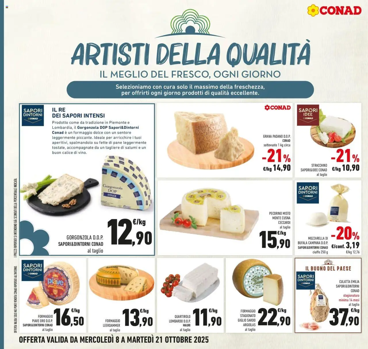 Volantino Conad del 08.10.2025 | Pagina: 30 | Prodotti: Pane, Formaggio, Tagliere, Gorgonzola