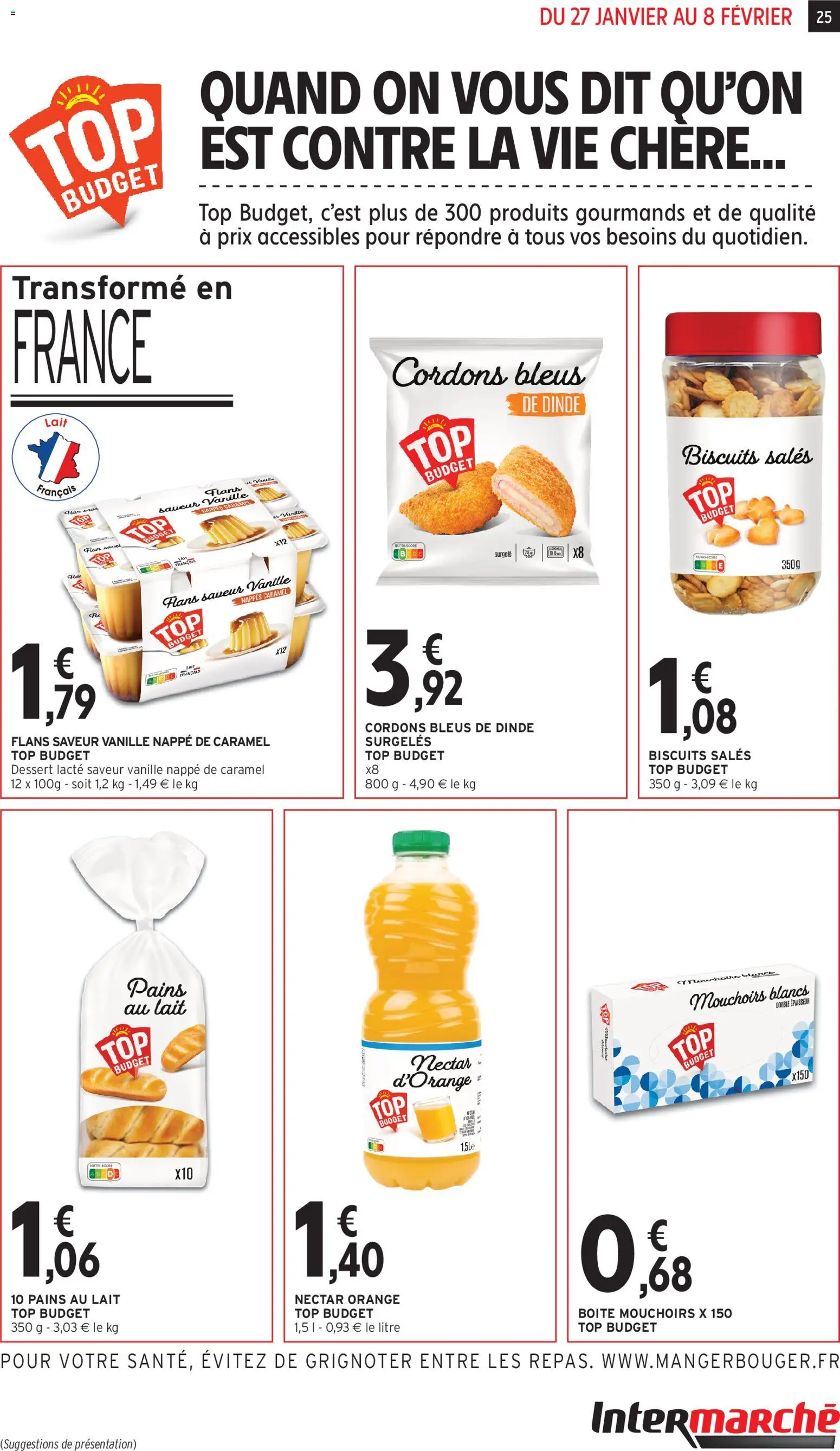 {H1} | Page: 25 | Produits: Pains au lait, Mouchoirs, Nappe, Lait