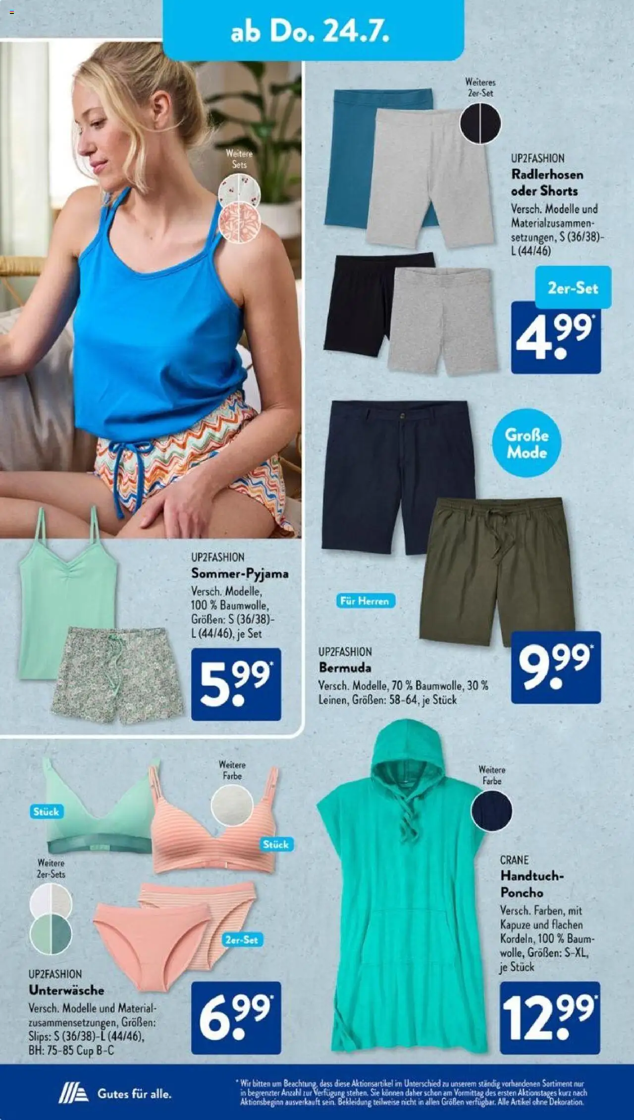 Aldi Süd Prospekt 	 - gültig ab dem 21.07.2025 | Seite: 12 | Produkte: Up2fashion, Poncho, Bekleidung, Unterwäsche
