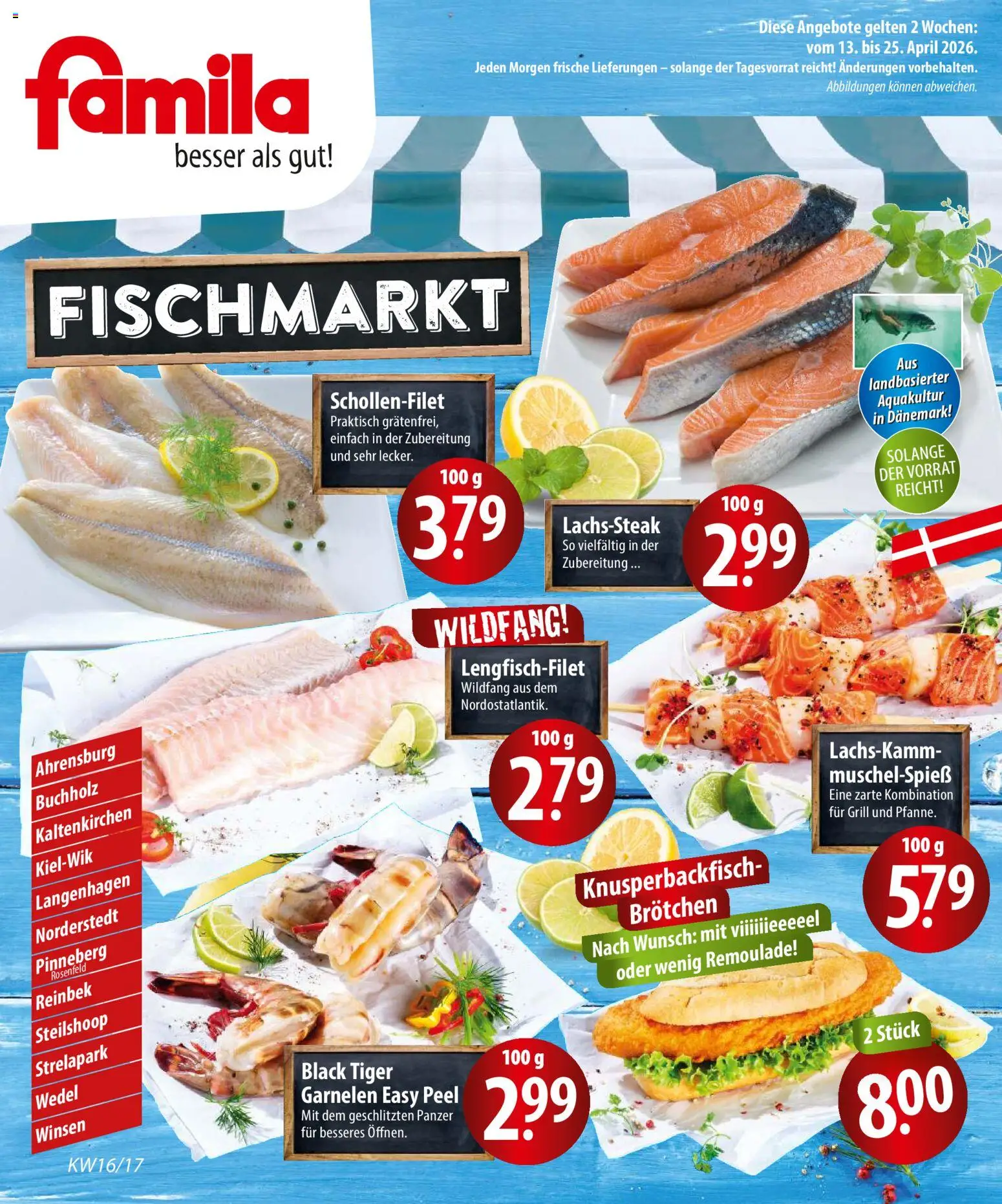 Famila Fischmarkt – gültig ab 13.04.2026 | Seite: 1 | Produkte: Grill, Garnelen