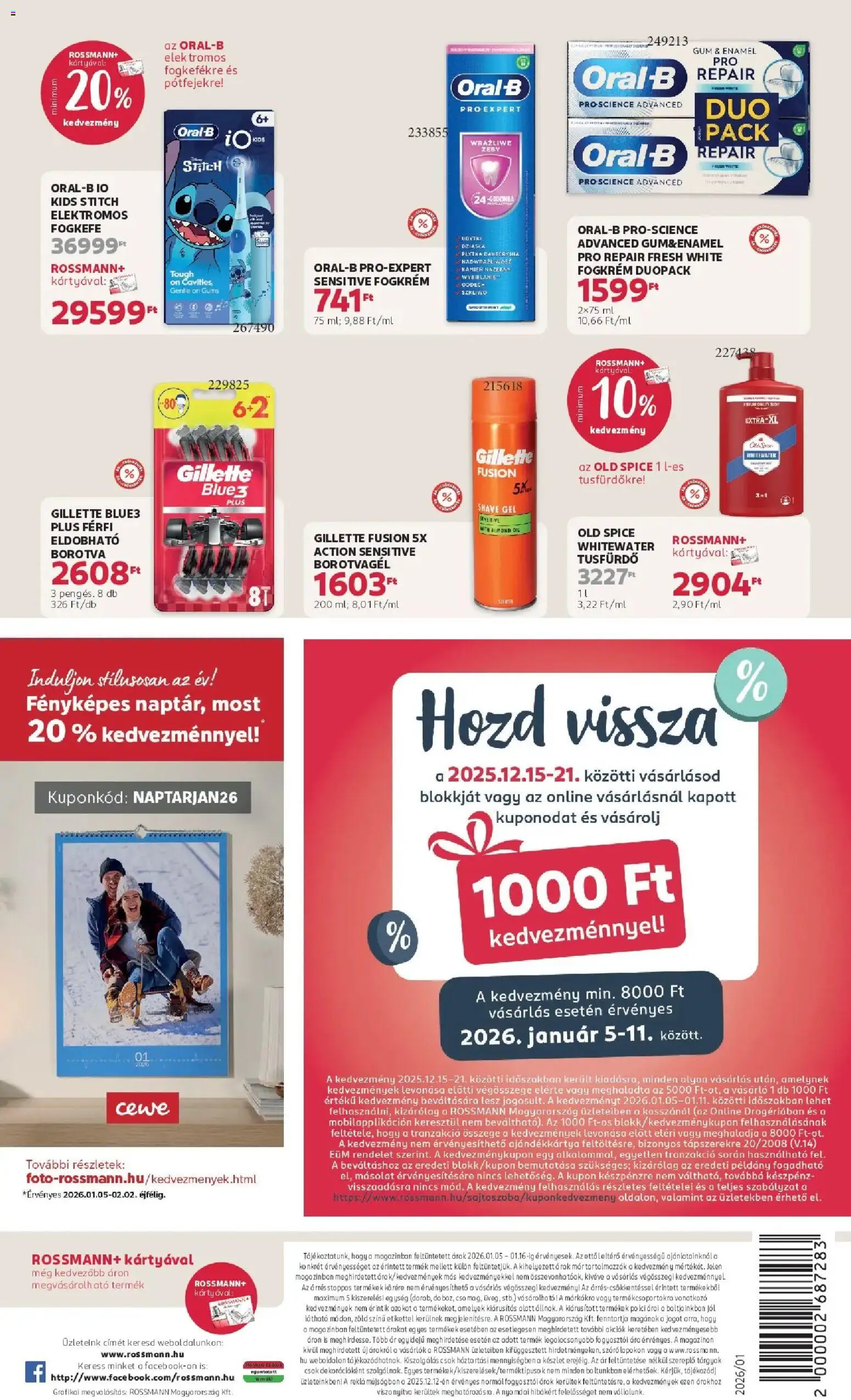 Rossmann akciós ujság - amely érvényes a következő dátumtól: 05.01.2026 | Oldal: 20 | Termékek: Old spice, Tusfürdő, Fogkrém, Óra