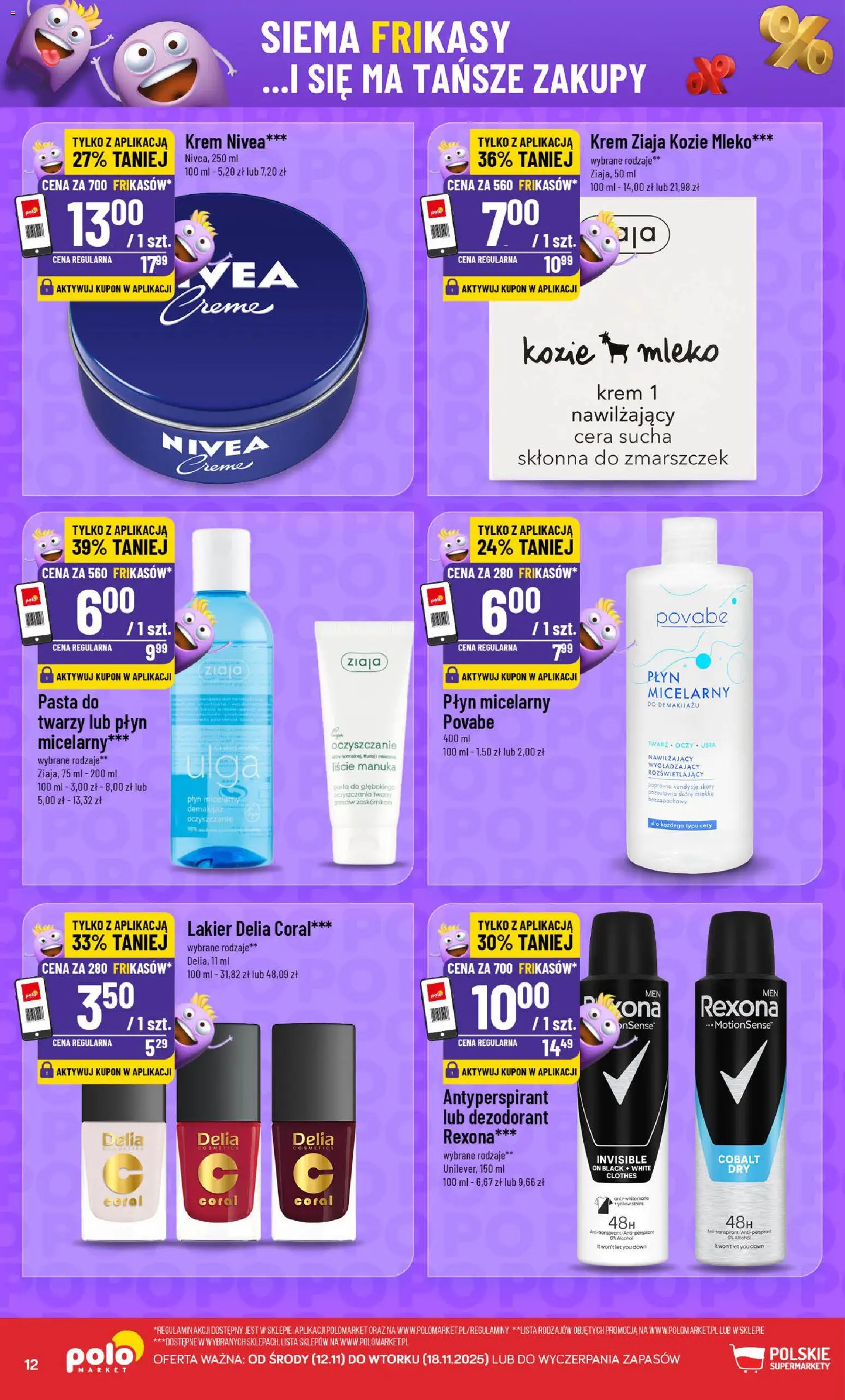 POLOmarket Gazetka - Frikasowe Hity od 12.11.2025 | Strona: 12 | Produkty: Mleko, Krem, Dezodorant, Antyperspirant