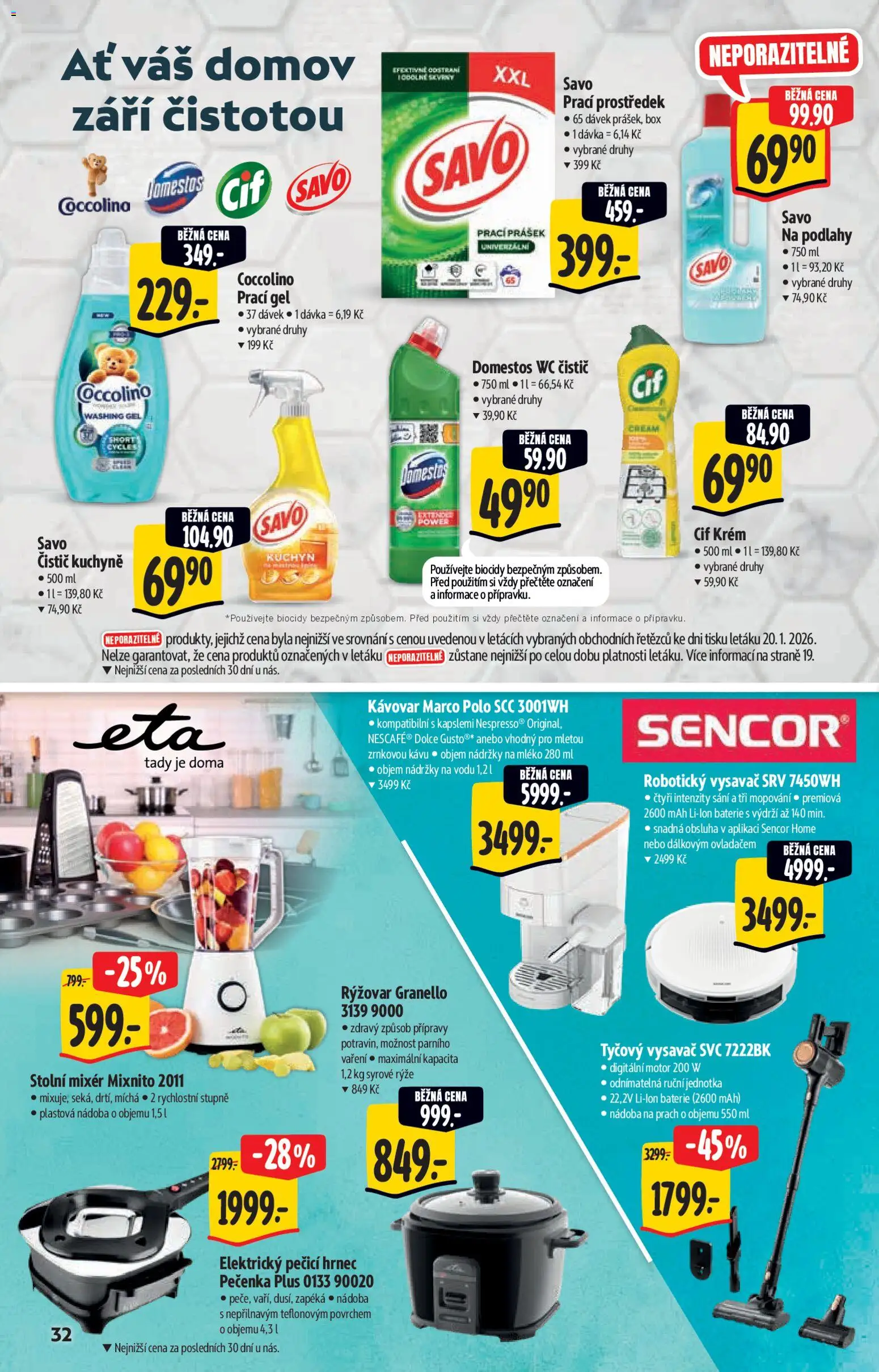 Albert katalog - Hypermarket - Brand od 28.01.2026 | Strana: 32 | Produkty: Kávovar, Mixér, Domestos, Wc čistič