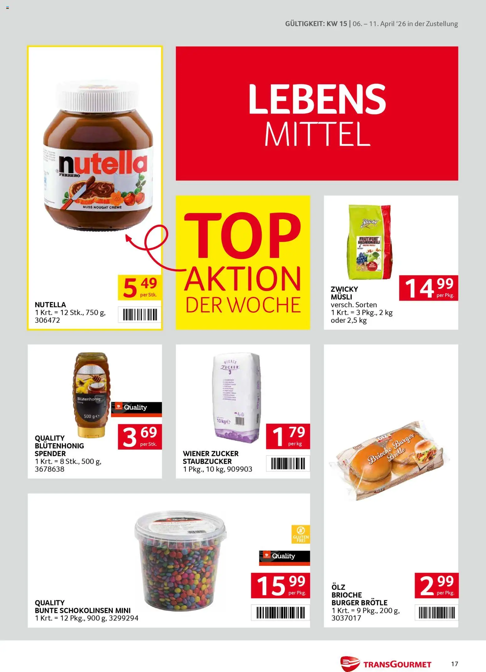 Transgourmet Zustellaktion gültig ab 06.04.2026 | Seite: 17 | Produkte: Zucker, Creme