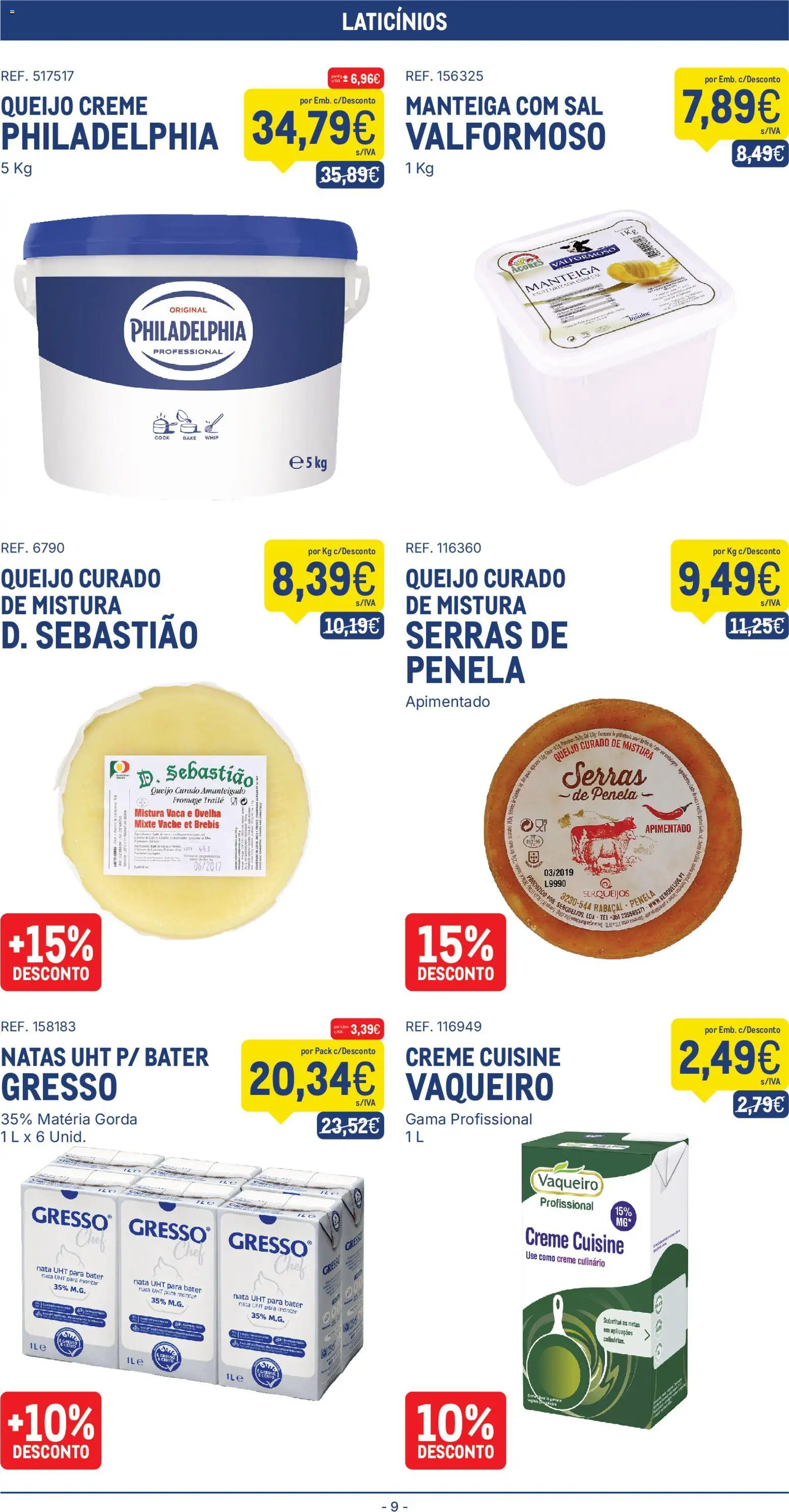 Makro folheto │ válido de 09.12.2025 | Página: 9 | Produtos: Queijo creme, Sal, Queijo, Natas