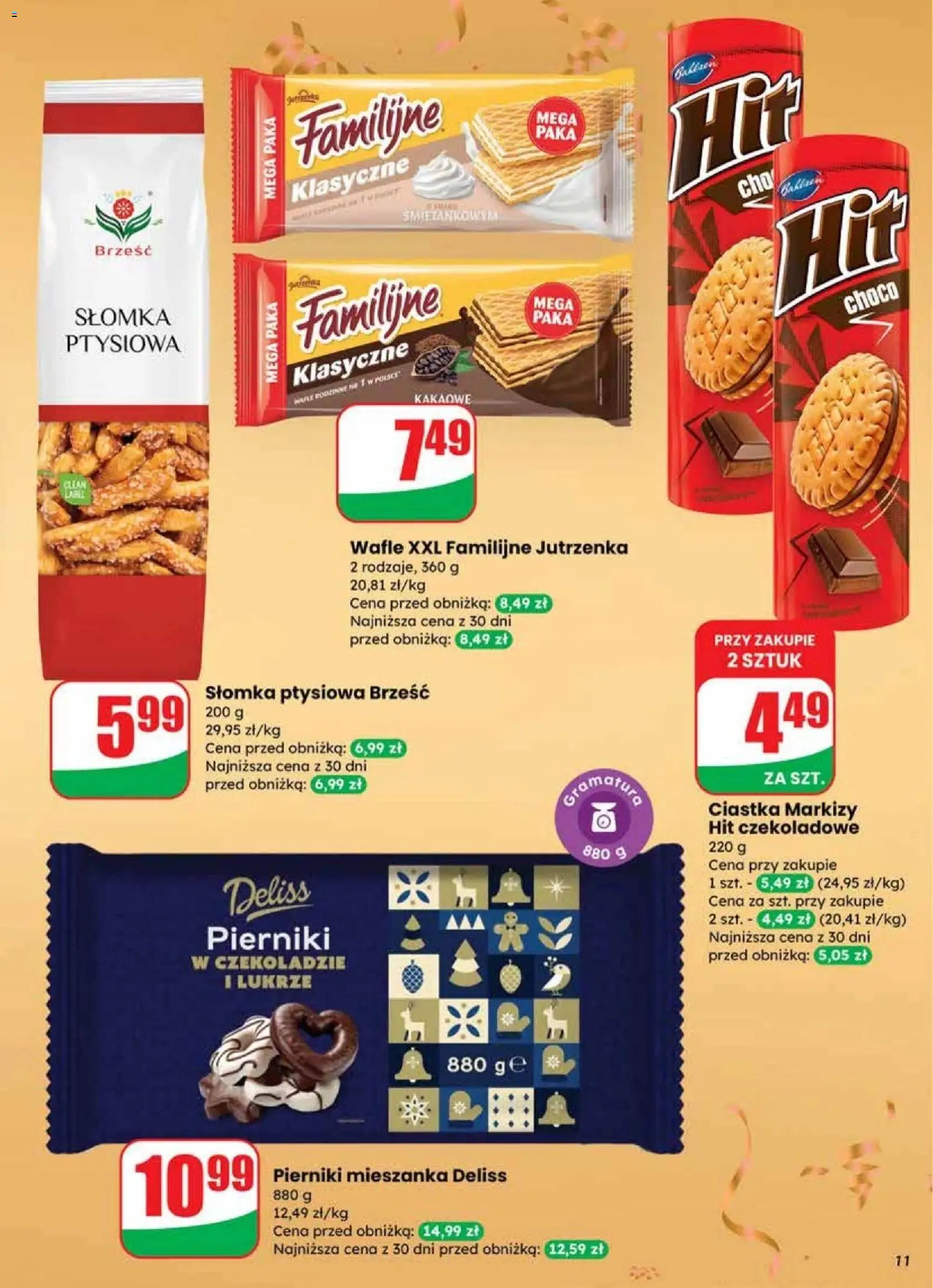 Dino Gazetka od 27.12.2025 | Strona: 11 | Produkty: Pierniki, Wafle, Słomka ptysiowa, Pierniki w czekoladzie