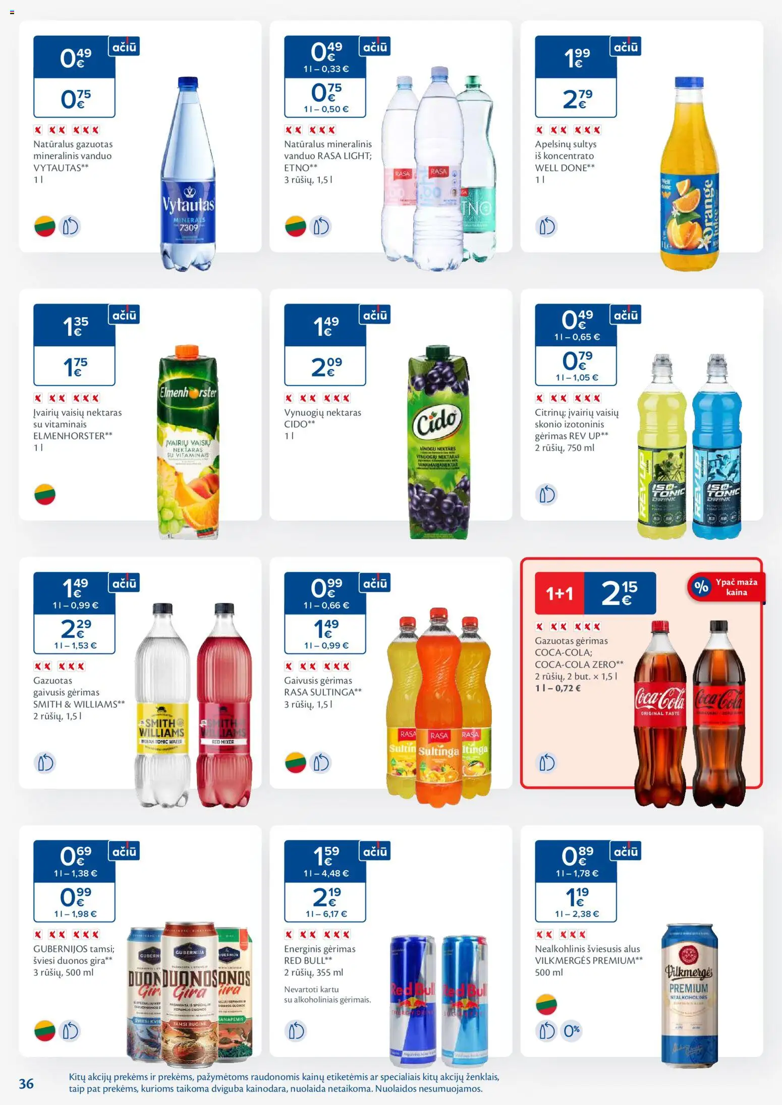 MAXIMA akcijos nuo 28.10.2025 | Puslapis: 36 | Prekių: Gaivusis gėrimas, Energinis gėrimas, Sultys, Alus