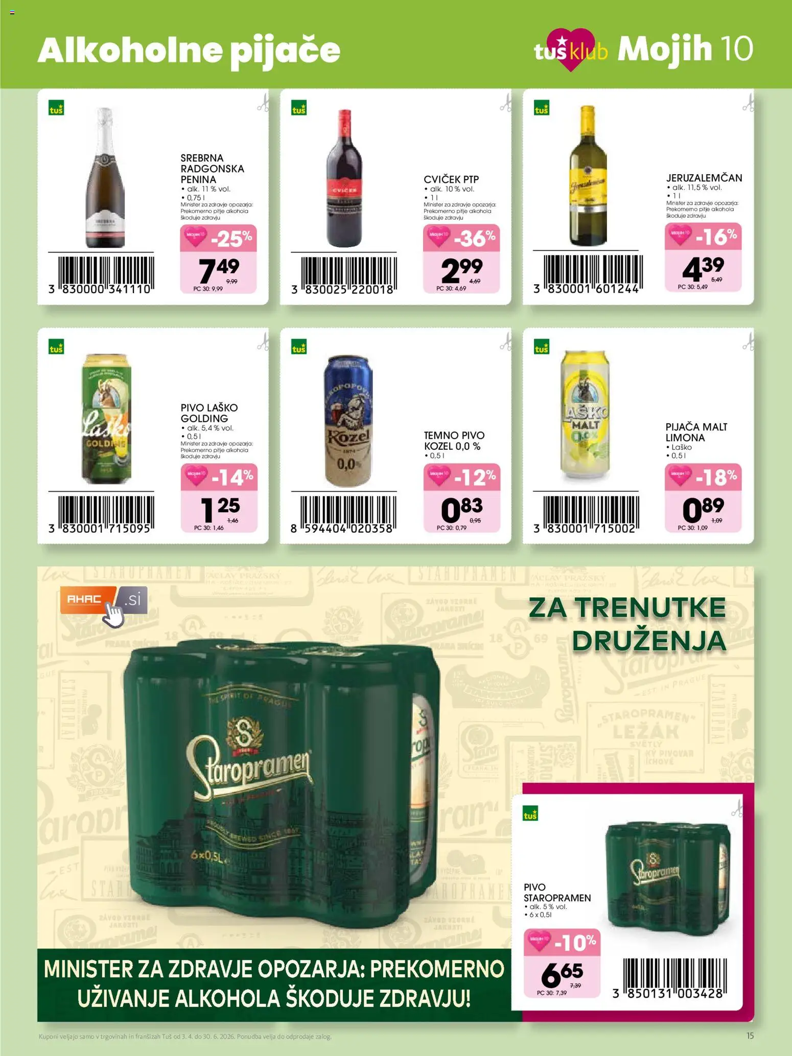 Novi Tuš katalog ponudbe – veljaven od 03.04.2026 | Stran: 15 | Izdelki: Penina, Pivo, Limona