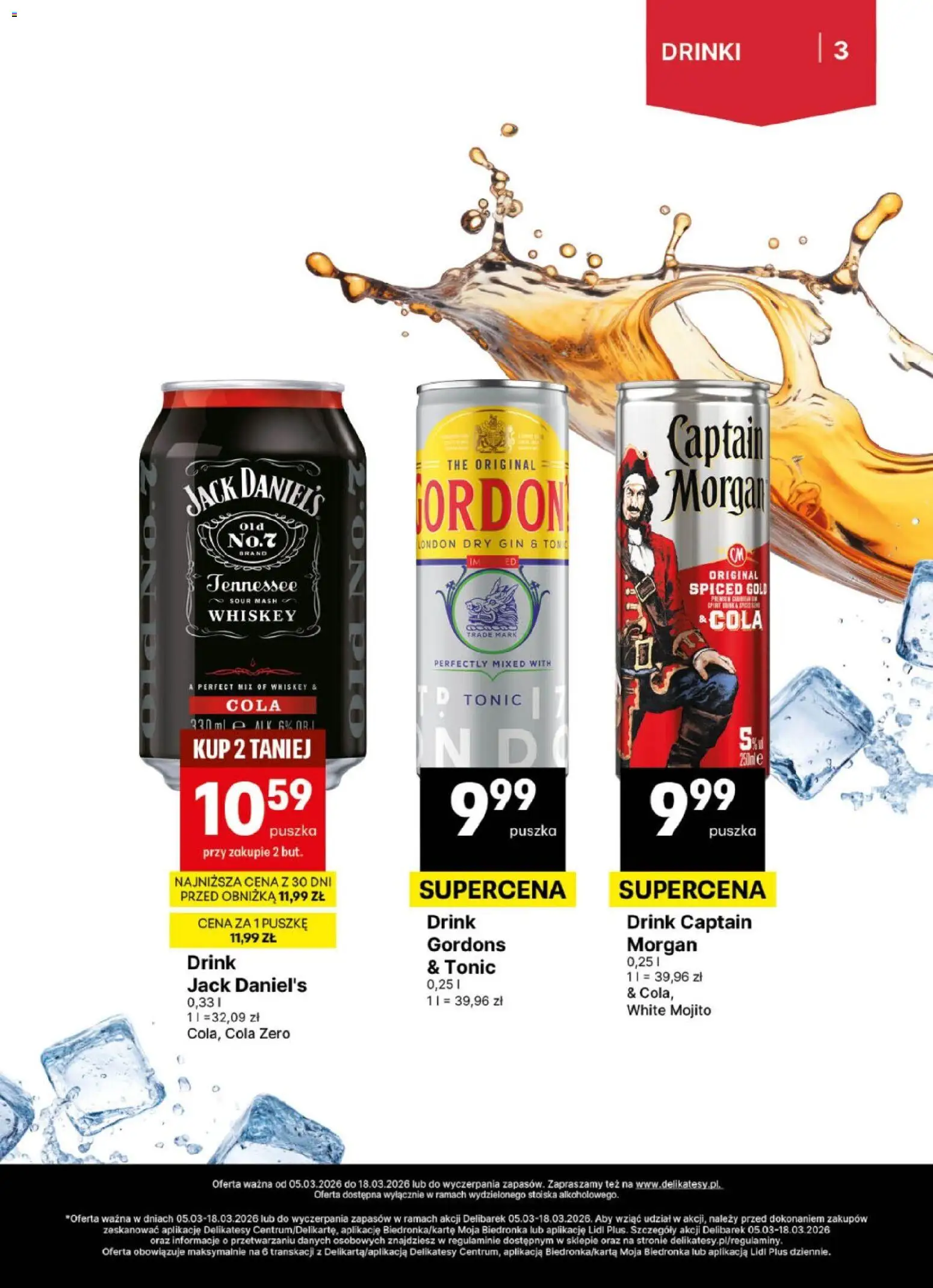 Delikatesy Centrum gazetka - DeliBarek od 05.03.2026 | Strona: 3 | Produkty: Delikatesy, Jack Daniel's, Gin