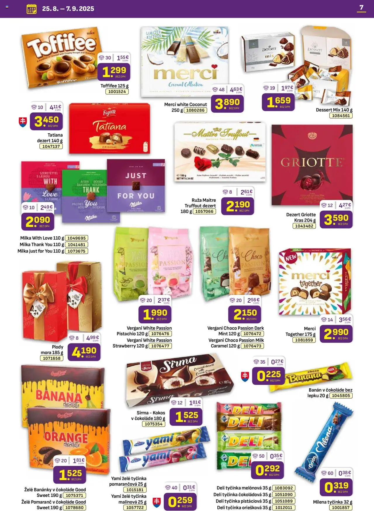 Libex leták │ platný od 25.08.2025 | Strana: 7 | Produkty: Merci, Toffifee, Milka