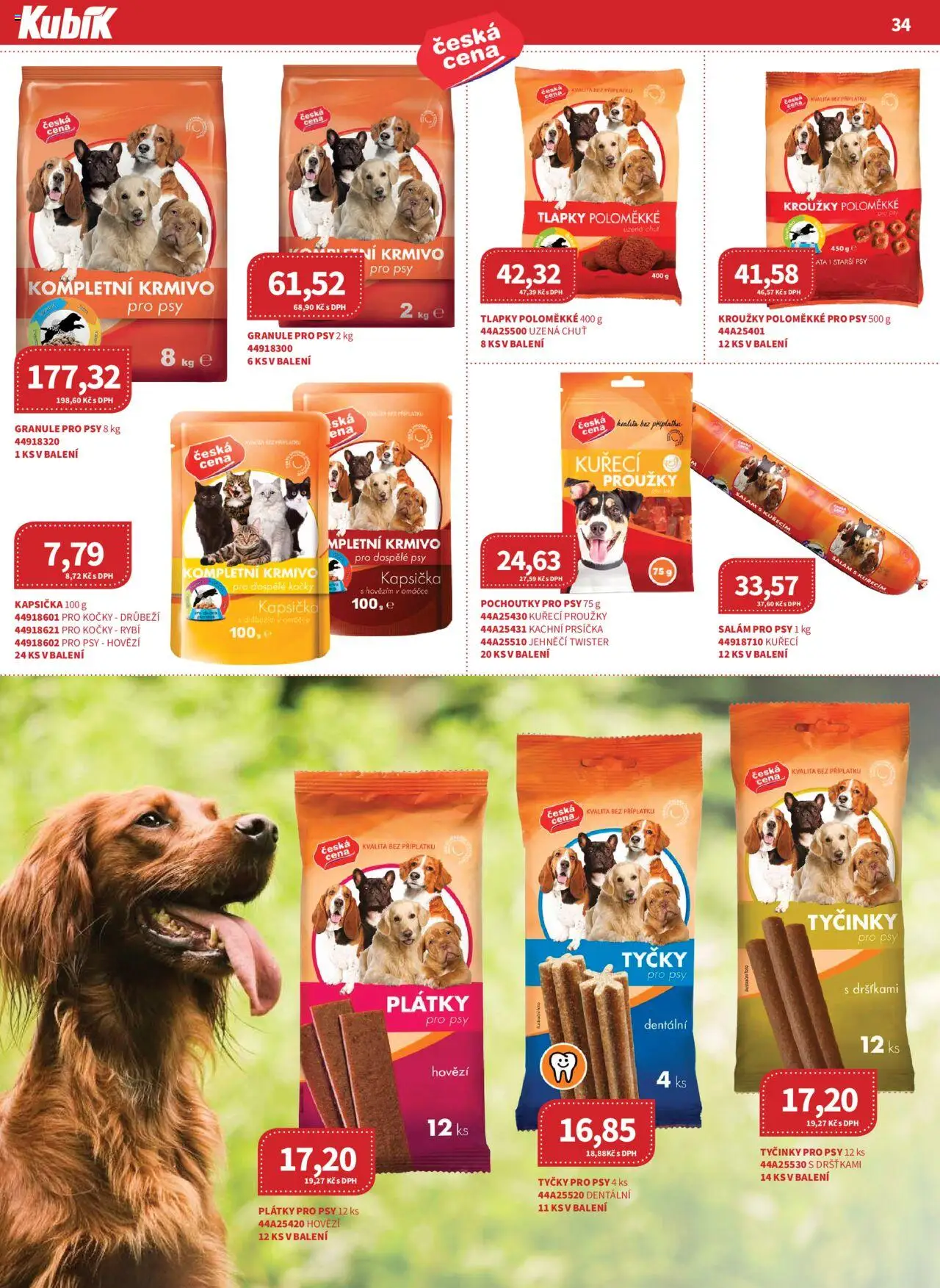 Kubík leták - Velkoobchod 06/2025 od 01.06.2025 | Strana: 34 | Produkty: Salám, Granule pro psy, Granule, Tyčinky