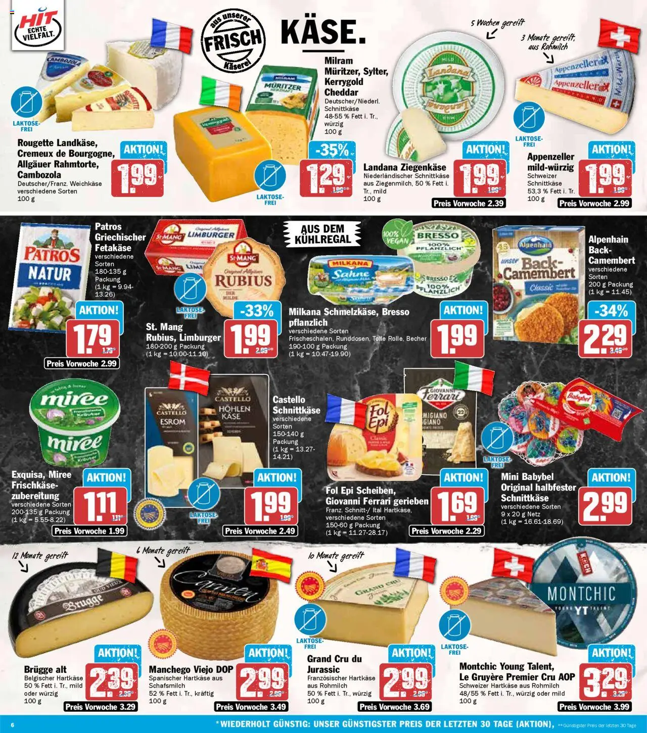 HIT Prospekt 	 – gültig ab 08.09.2025 | Seite: 6 | Produkte: Käse, Patros, Babybel, Sahne