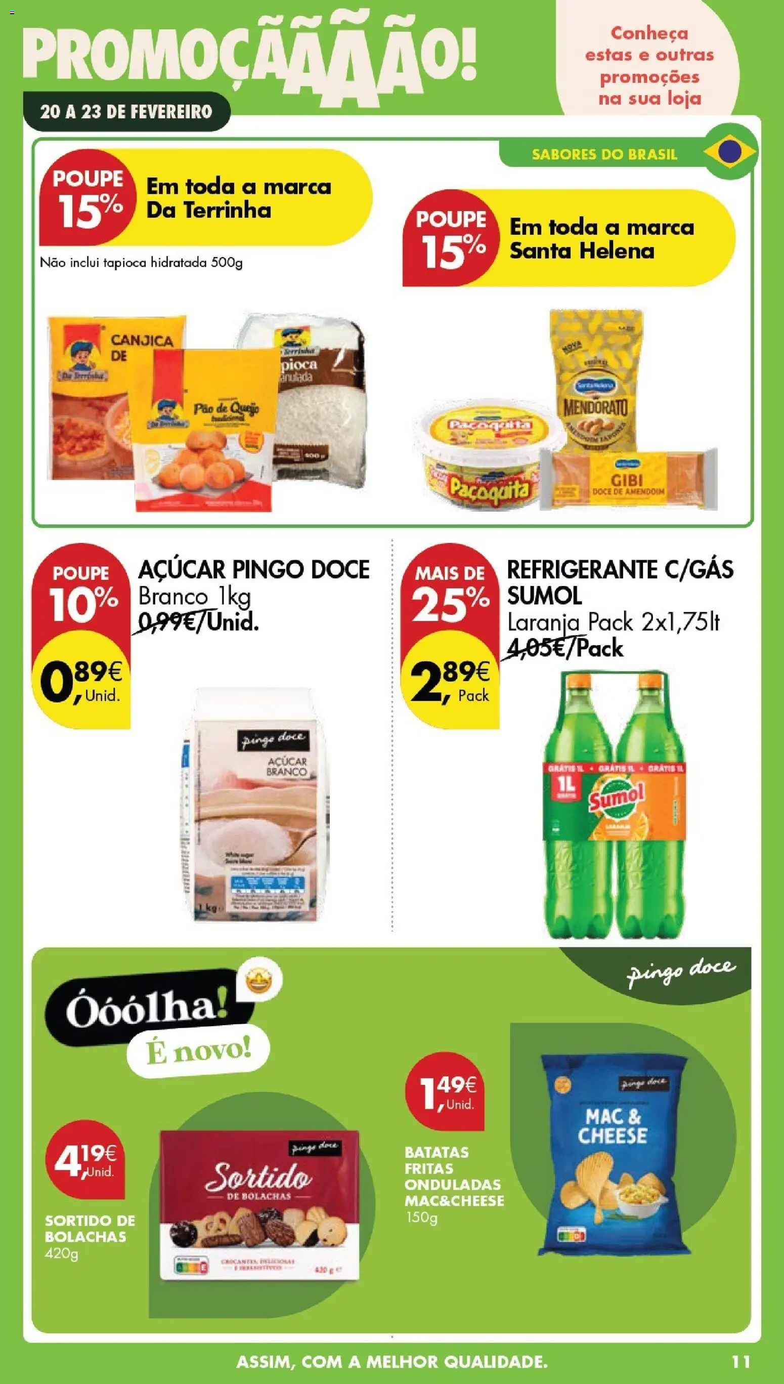Pingo Doce Poupe este Fim de Semana │ válido de 20.02.2026 | Página: 11 | Produtos: Refrigerante, Pão de queijo, Queijo, Pão