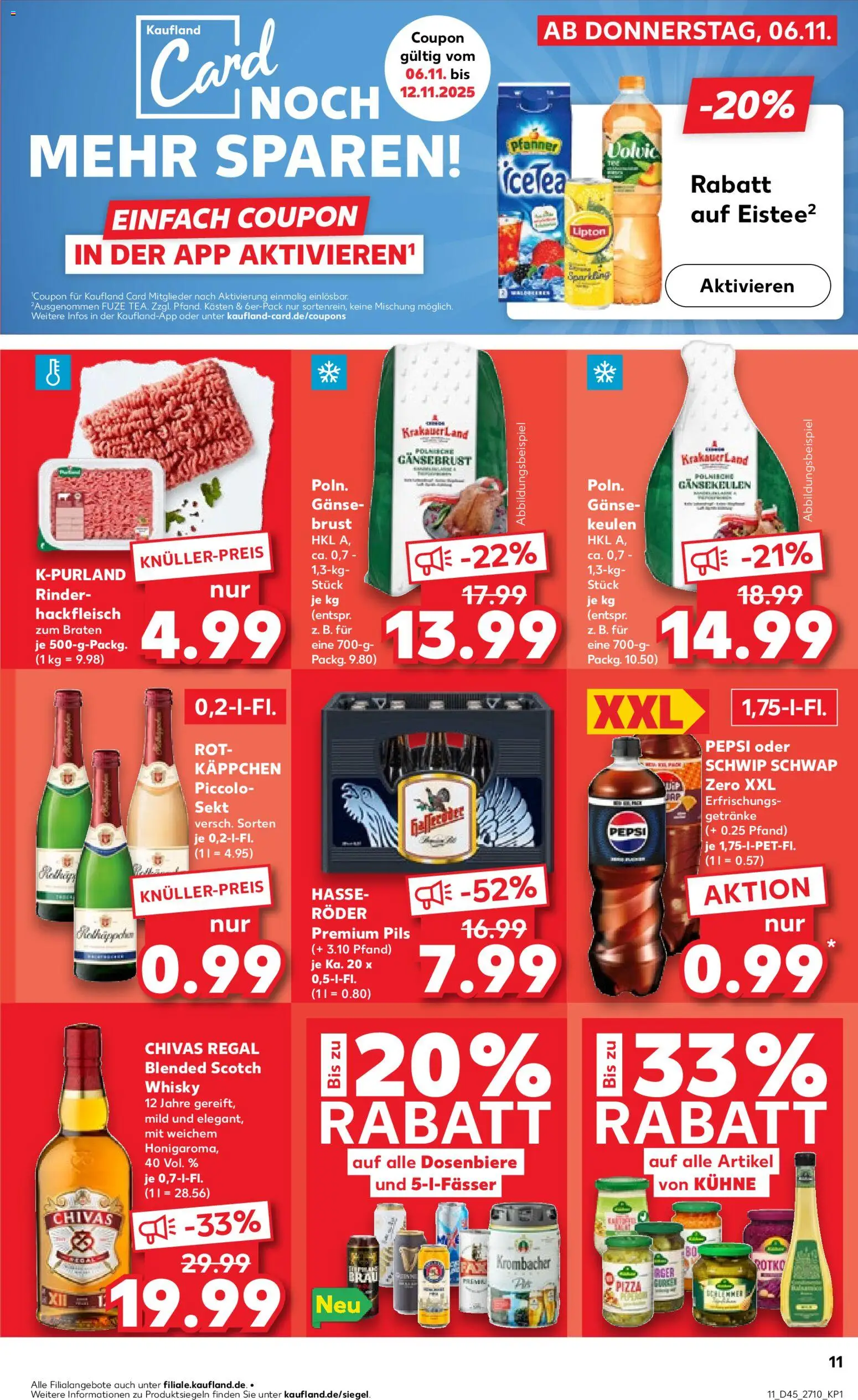 Kaufland prospekt Zeitz	 – gültig ab 06.11.2025 | Seite: 11 | Produkte: Whisky, Pepsi, Pizza, Hackfleisch