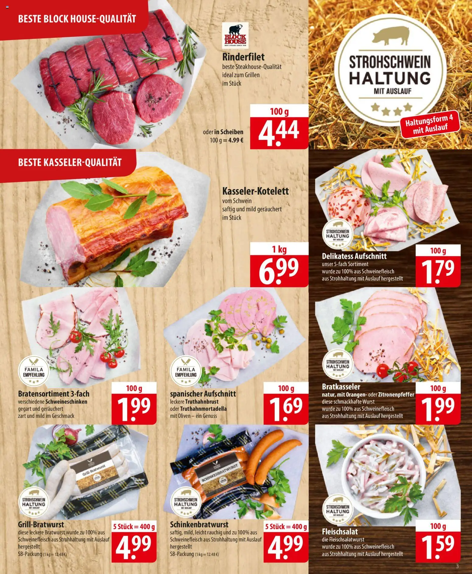 Famila Prospekt 	 – gültig ab 16.02.2026 | Seite: 3 | Produkte: Rinderfilet, Bratwurst, Wurst, Schweinefleisch