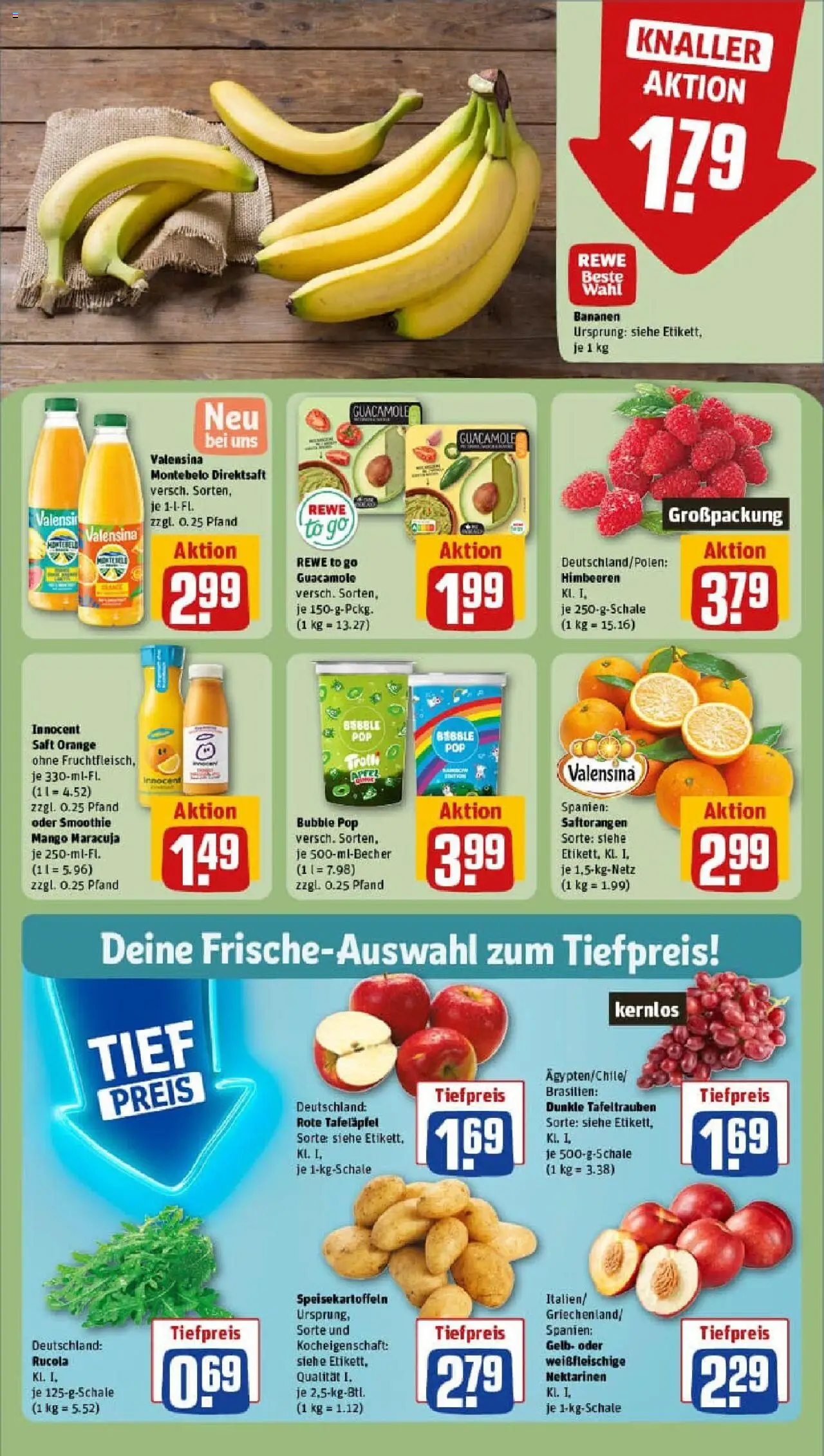 Rewe prospekt Lengerich	 - gültig ab dem 22.06.2025 | Seite: 6 | Produkte: Himbeeren, Bananen, Valensina, Mango