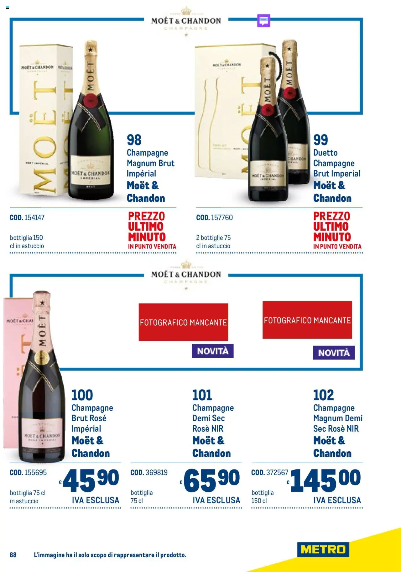 Volantino Metro del 06.11.2025 | Pagina: 88 | Prodotti: Champagne, Astuccio, Bottiglia