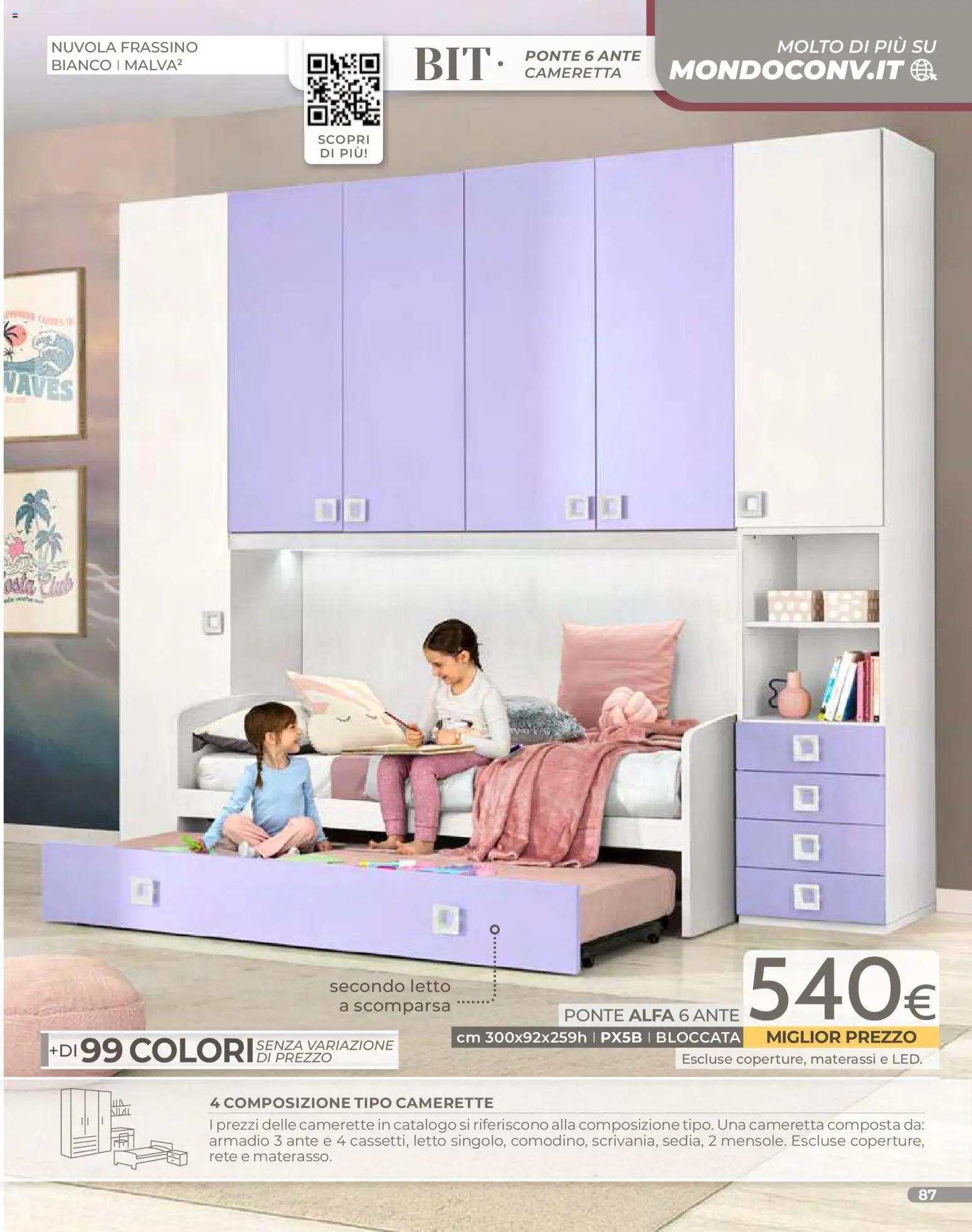 Volantino Mondo Convenienza del 01.01.2026 | Pagina: 89 | Prodotti: Letto, Armadio