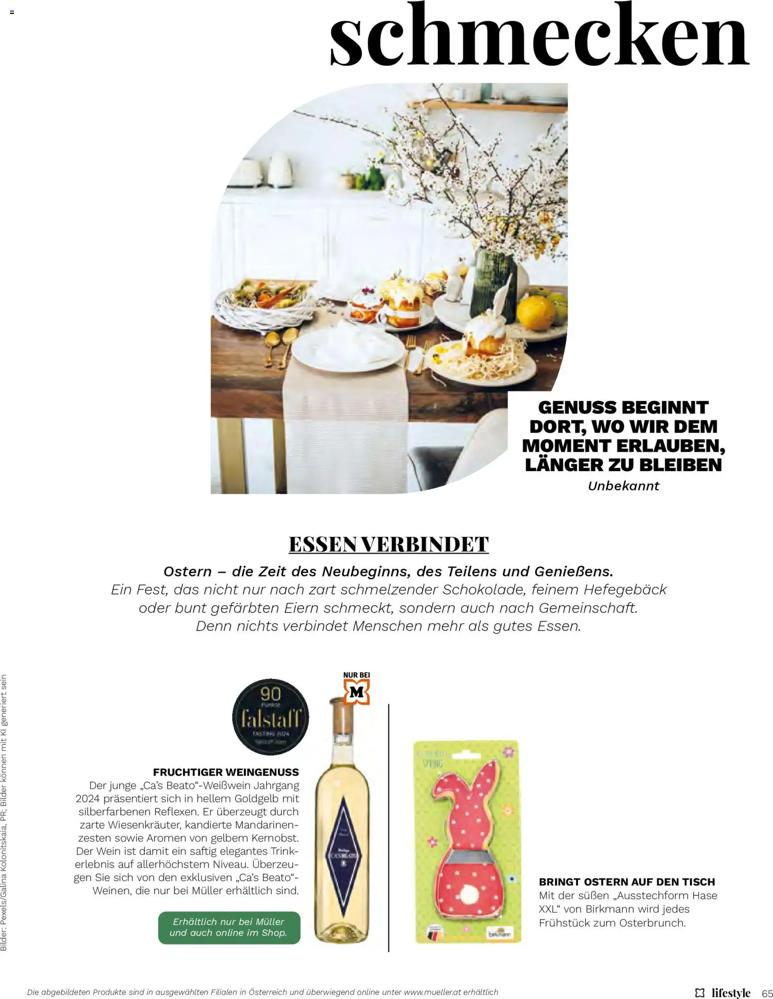 Müller Magazine Lifestyle 2/26 gültig ab 01.03.2026 | Seite: 65 | Produkte: Mandarinen, Tisch, Wein