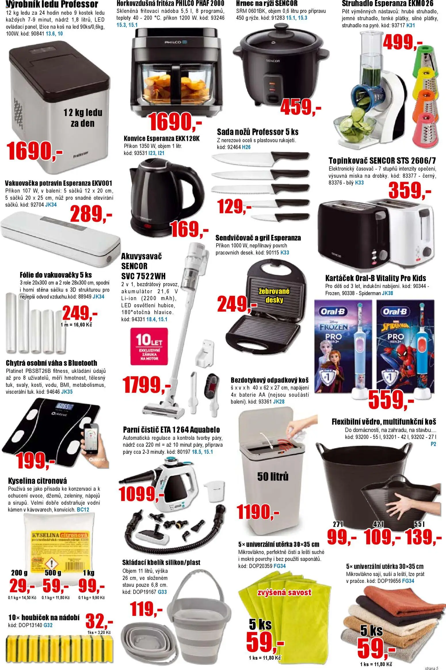 Eva supermarket leták od 25.03.2026 | Strana: 5 | Produkty: Parní čistič, Sendvičovač, Výrobník ledu, Utěrka