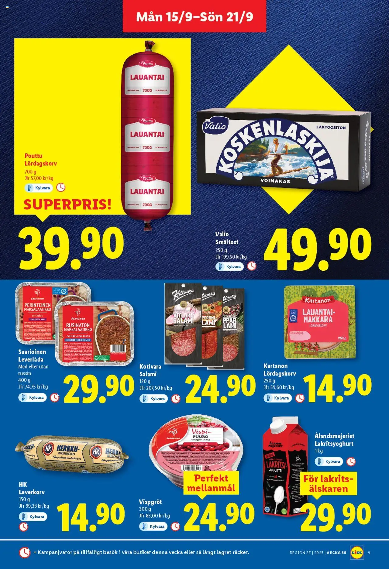Lidl reklamblad aktuell från 15.09.2025 | Sida: 9 | Produkter: Lakrits, Salami
