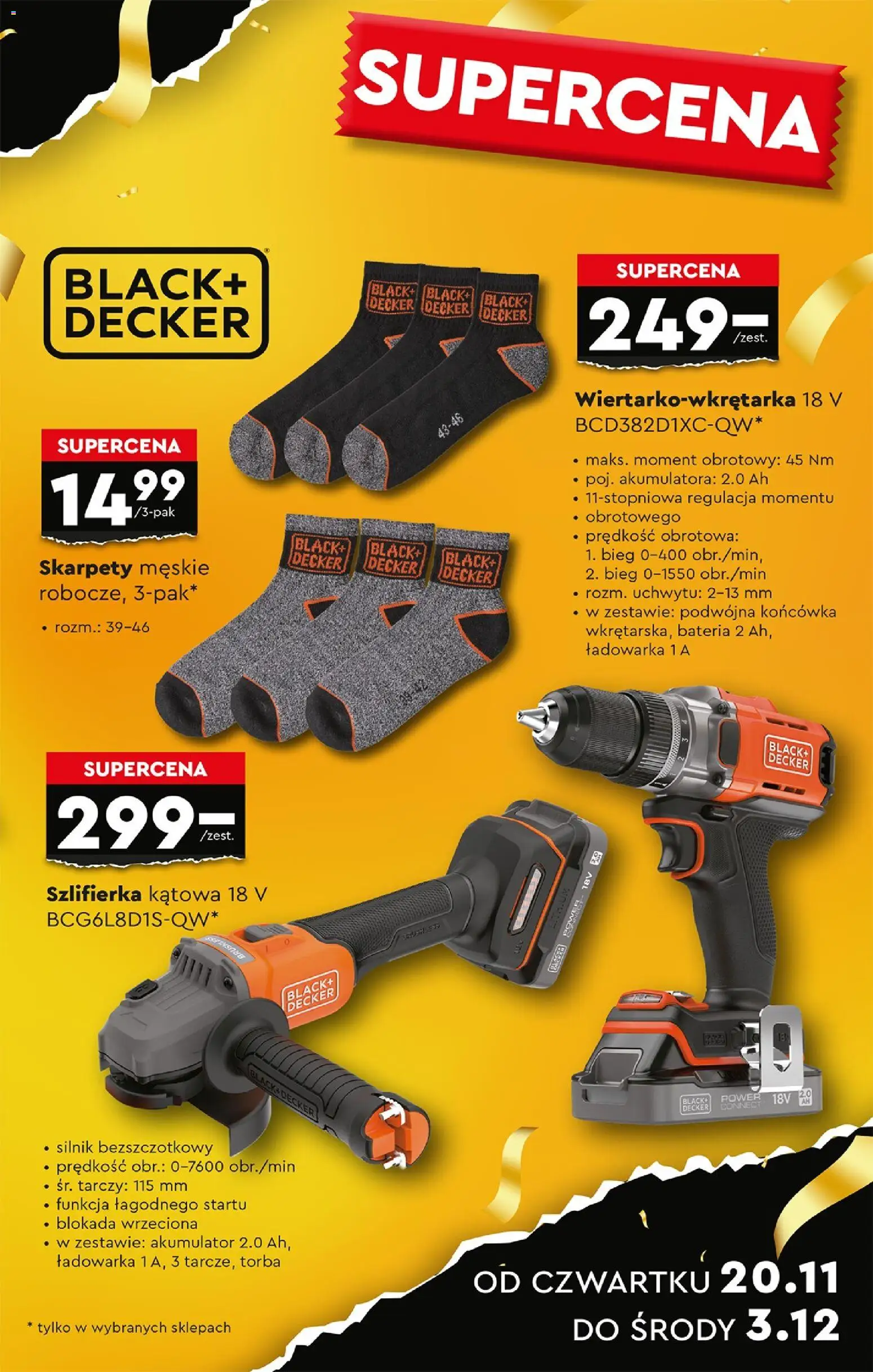 Biedronka Black Friday od 15.11.2025 | Strona: 9 | Produkty: Skarpety, Ładowarka, Skarpetki, Szlifierka