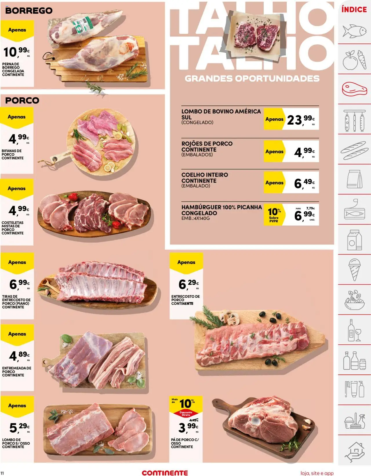 Continente folheto │ válido de 03.06.2025 | Página: 11 | Produtos: Hambúrguer, Lombo, Coelho, Pá