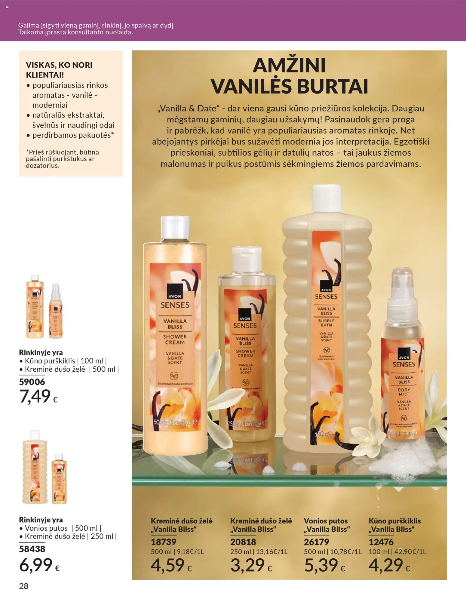 AVON akcijos nuo 01.12.2025 | Puslapis: 28 | Prekių: Dušo želė, Vonios putos