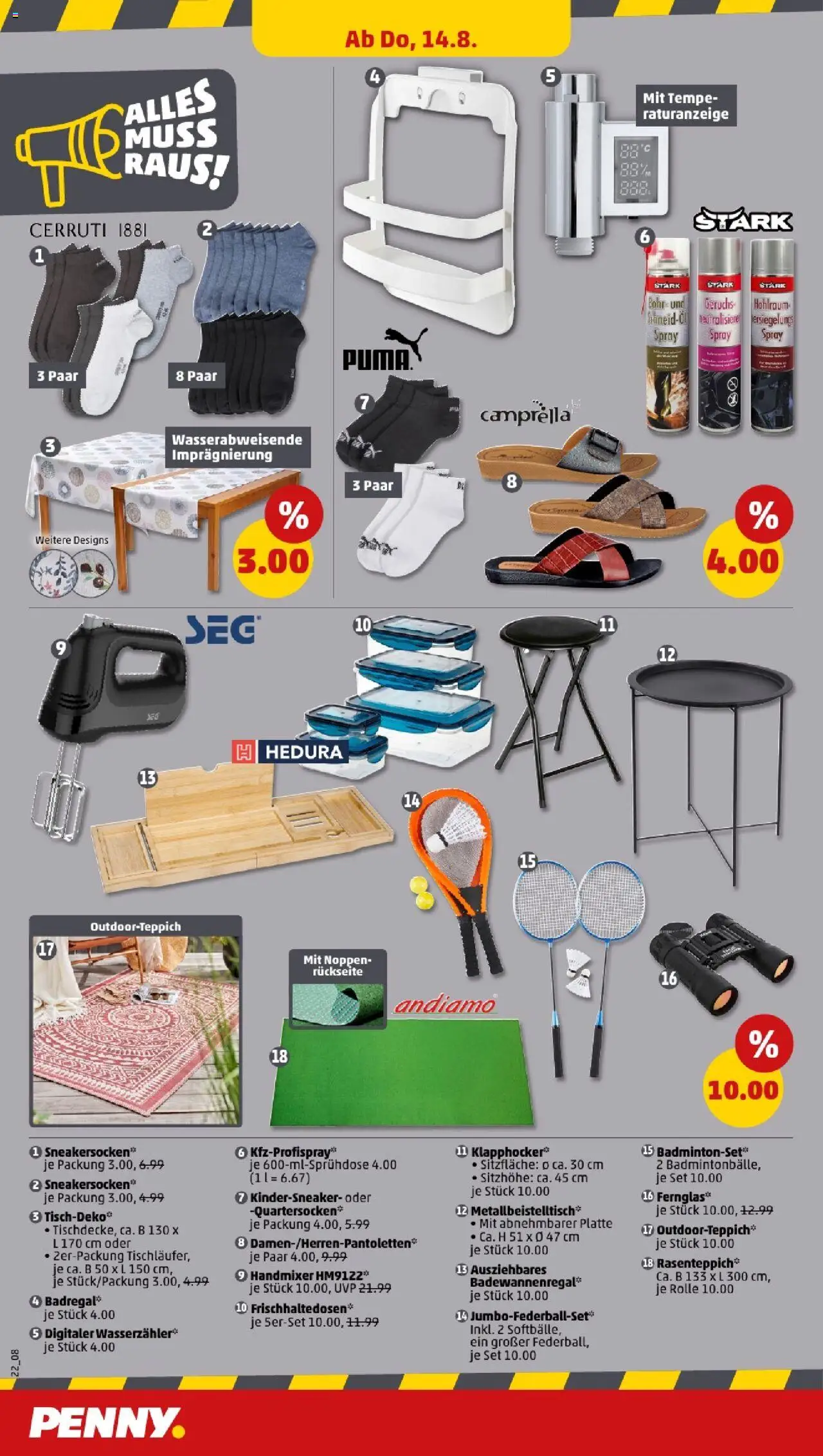 Penny - Niedersachsen - gültig ab dem 11.08.2025 | Seite: 22 | Produkte: Handmixer, Badmintonset