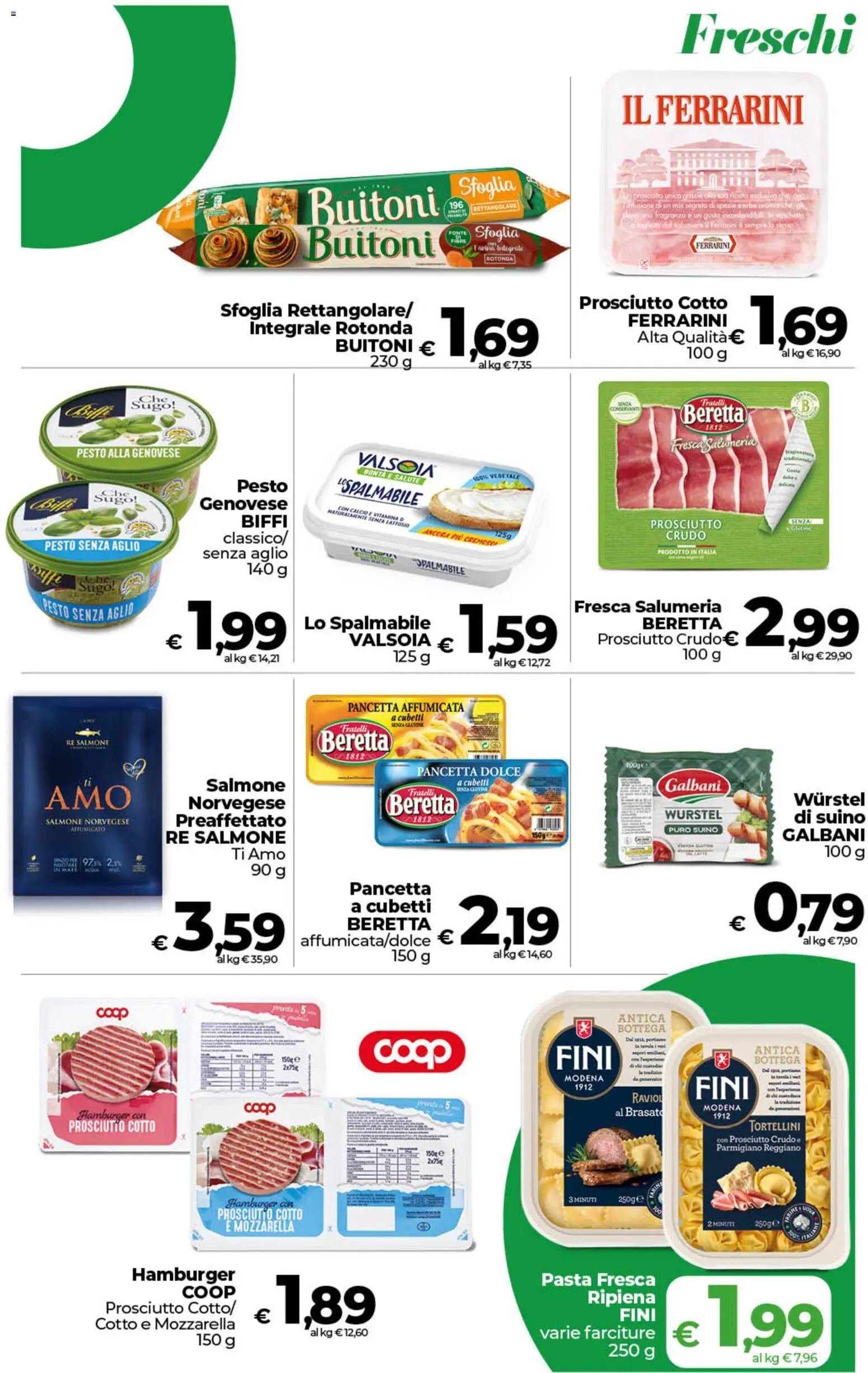 Volantino COOP del 28.04.2026 | Pagina: 6 | Prodotti: Salmone, Wurstel, Parmigiano reggiano, Sugo