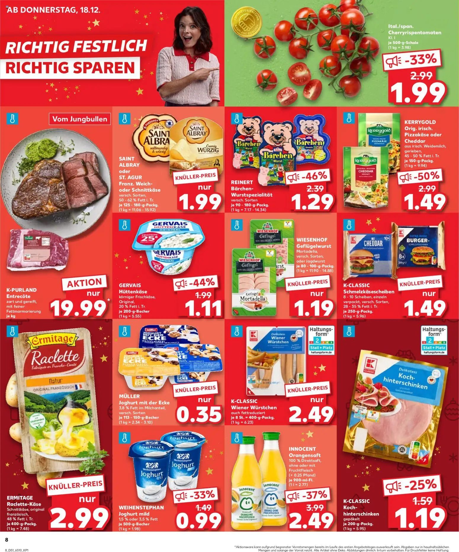 Kaufland prospekt Bremen	 – gültig ab 21.12.2025 | Seite: 8 | Produkte: Burger, Entrecote, Orangensaft, Wurst