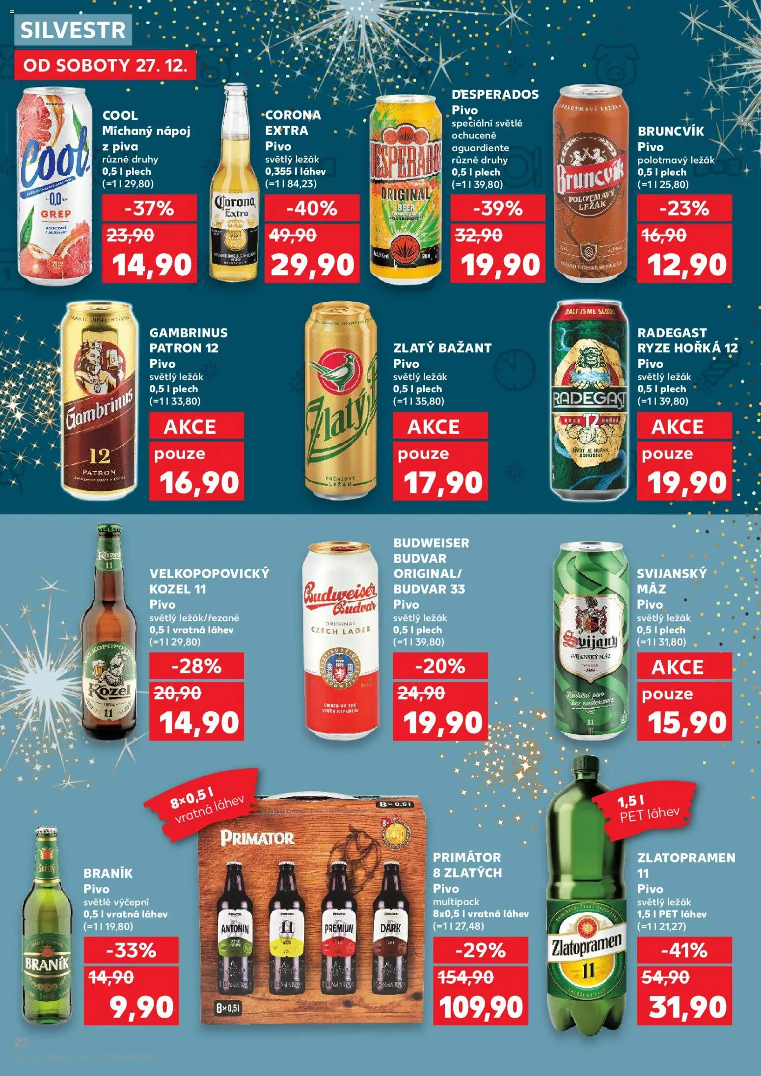 Kaufland leták - Brno od 27.12.2025 | Strana: 22 | Produkty: Desperados, Grep, Radegast, Budvar 33