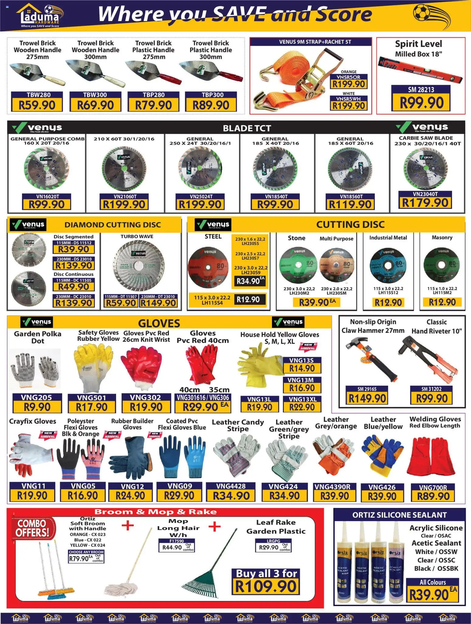 New Laduma Hardware catalogue – valid from 01.02.2026 | Page: 15 | Products: Gloves, Box, Hammer, Silicone