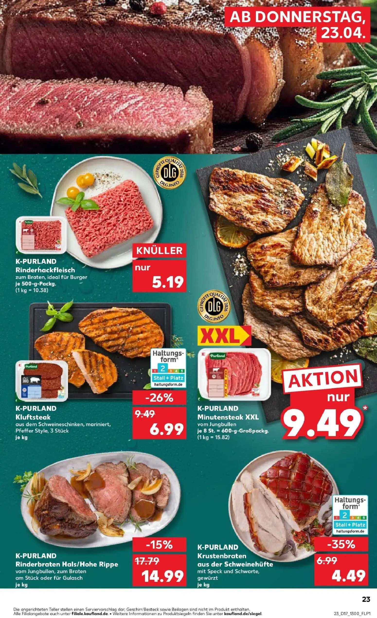 Kaufland Prospekt Kamen	 – gültig ab 23.04.2026 | Seite: 23 | Produkte: Rinderbraten, Krustenbraten, Pfeffer, Steak
