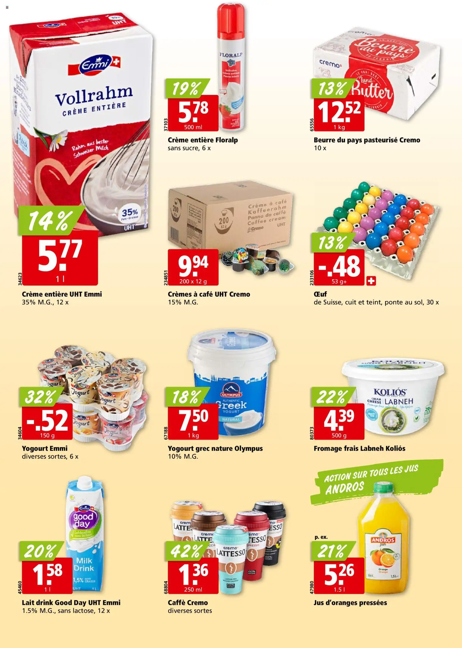 Aligro aktionen Chavannes, Matran, Genève, Sion – gültig ab 30.03.2026 | Seite: 14 | Produkte: Milch, Butter, Creme