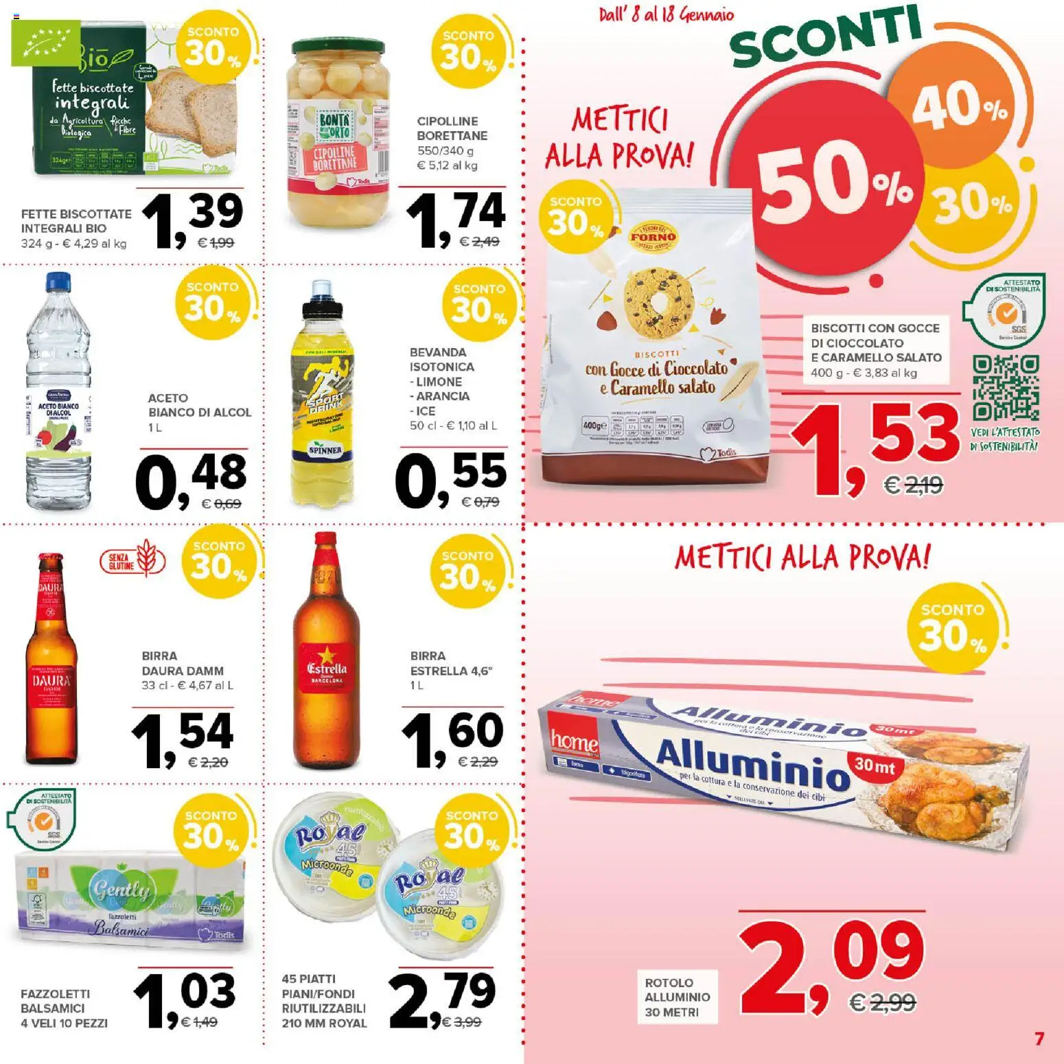 Volantino Todis del 08.01.2026 | Pagina: 7 | Prodotti: Microonde, Birra, Alluminio, Cipolline