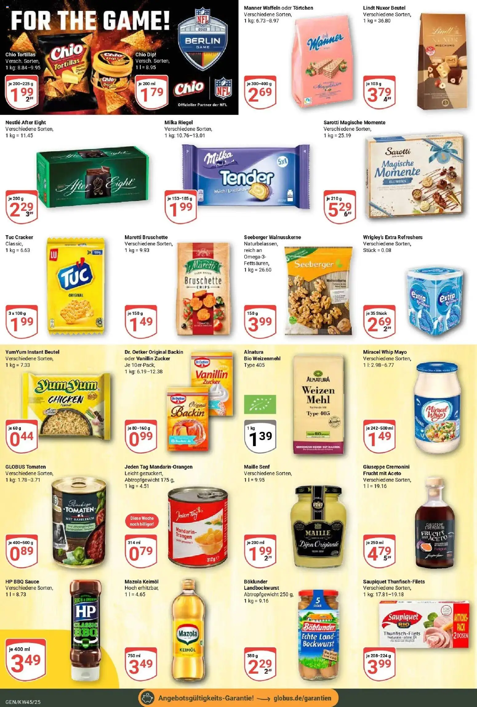 Globus prospekt Gensingen	 (ab 02.11.2025) » Angebote online | Seite: 17 | Produkte: Bockwurst, Chio tortillas, Lindt, Chips
