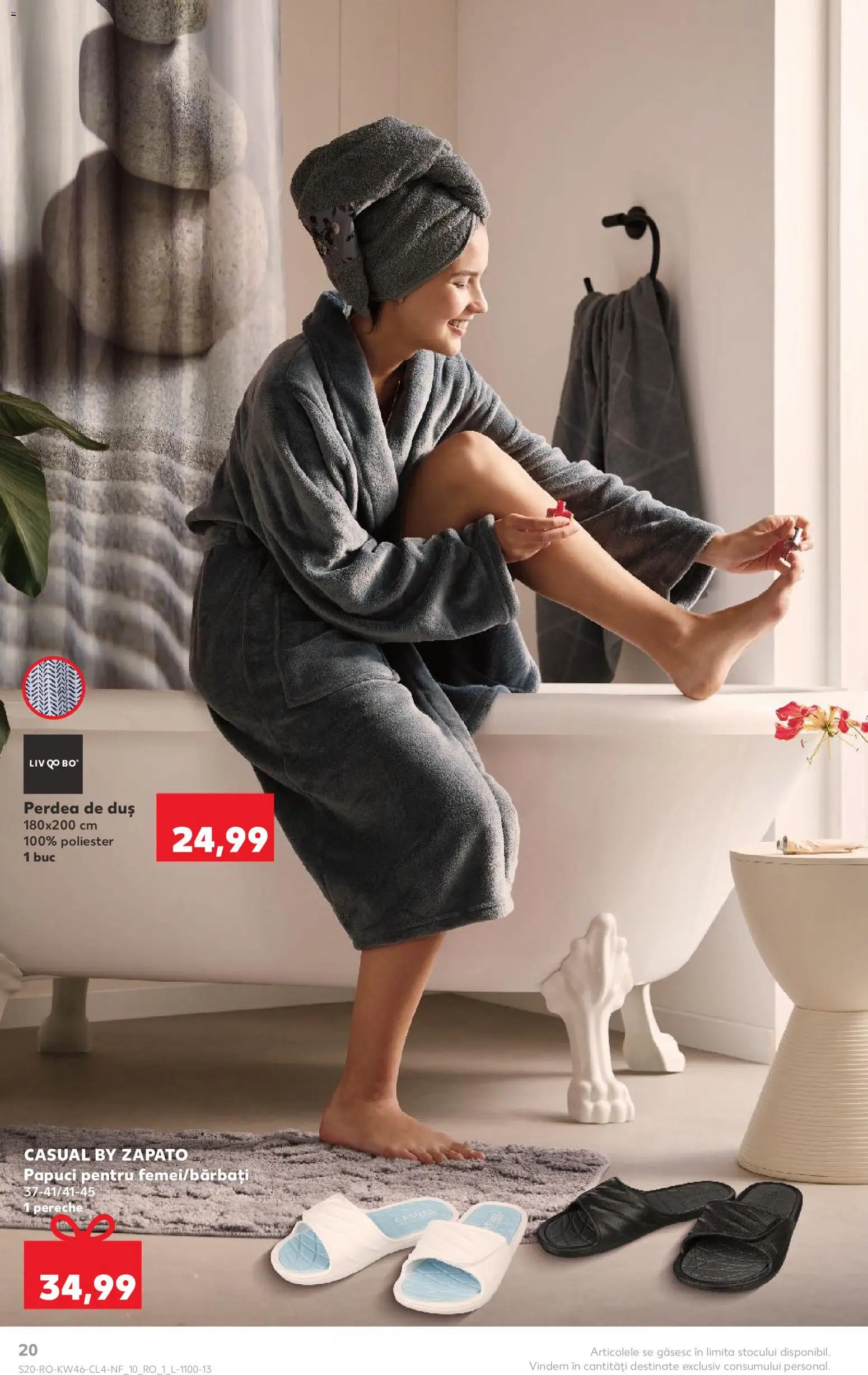 Noul catalog Kaufland – valabil de la 12.11.2025 | Pagină: 20 | Produse: Duș, Perdea, Papuci