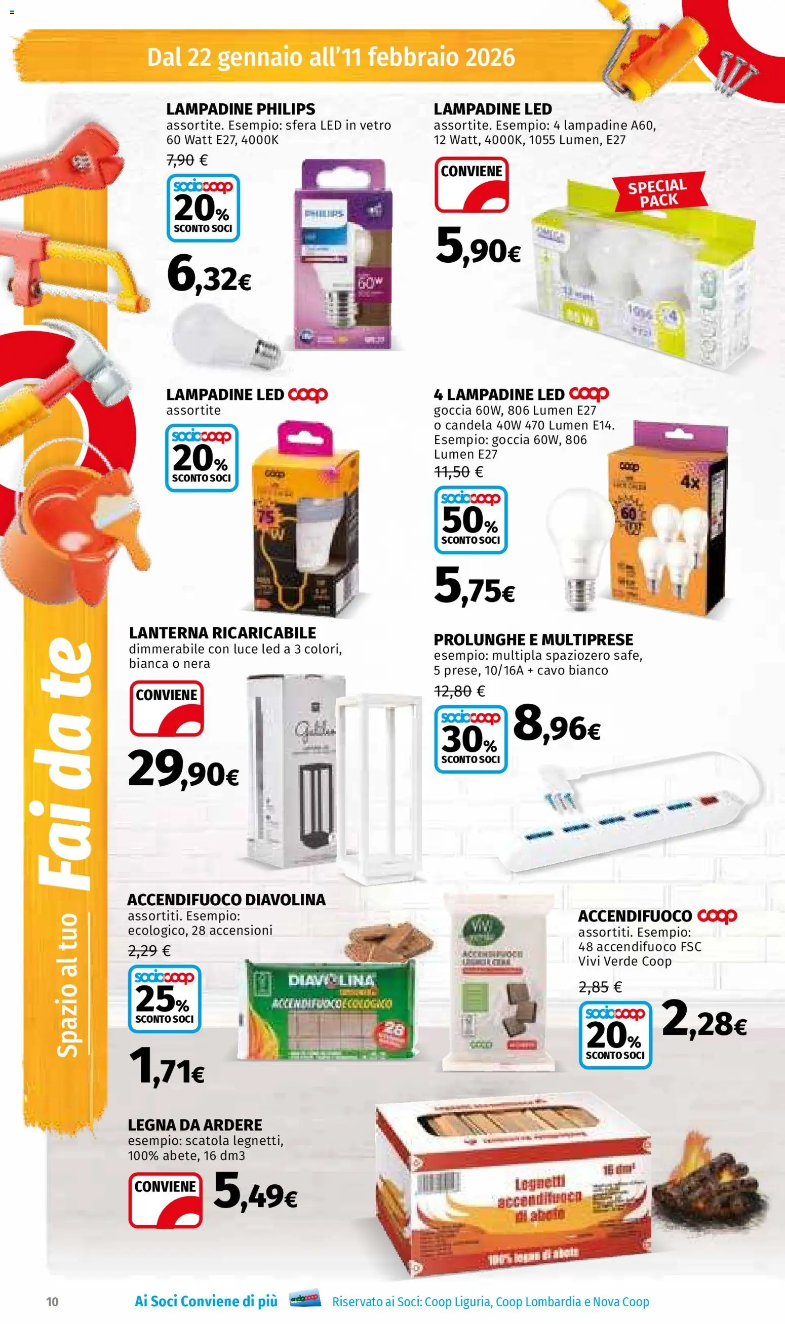 Volantino Ipercoop del 22.01.2026 | Pagina: 10 | Prodotti: Tè, Lanterna, Cavo, Scatola