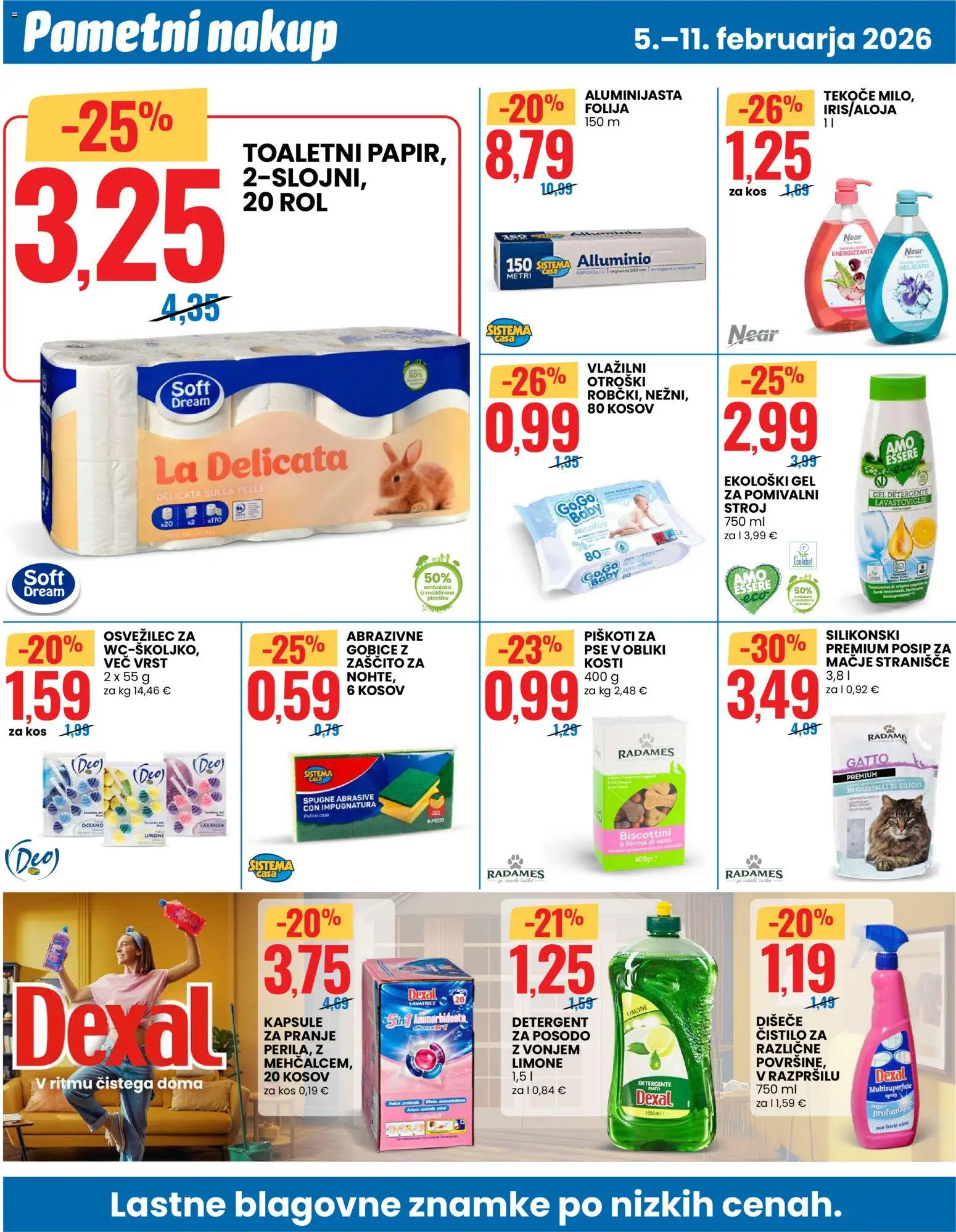 Novi Eurospin katalog ponudbe – veljaven od 05.02.2026 | Stran: 8 | Izdelki: Pomivalni stroj, Kos, Detergent, Gobice