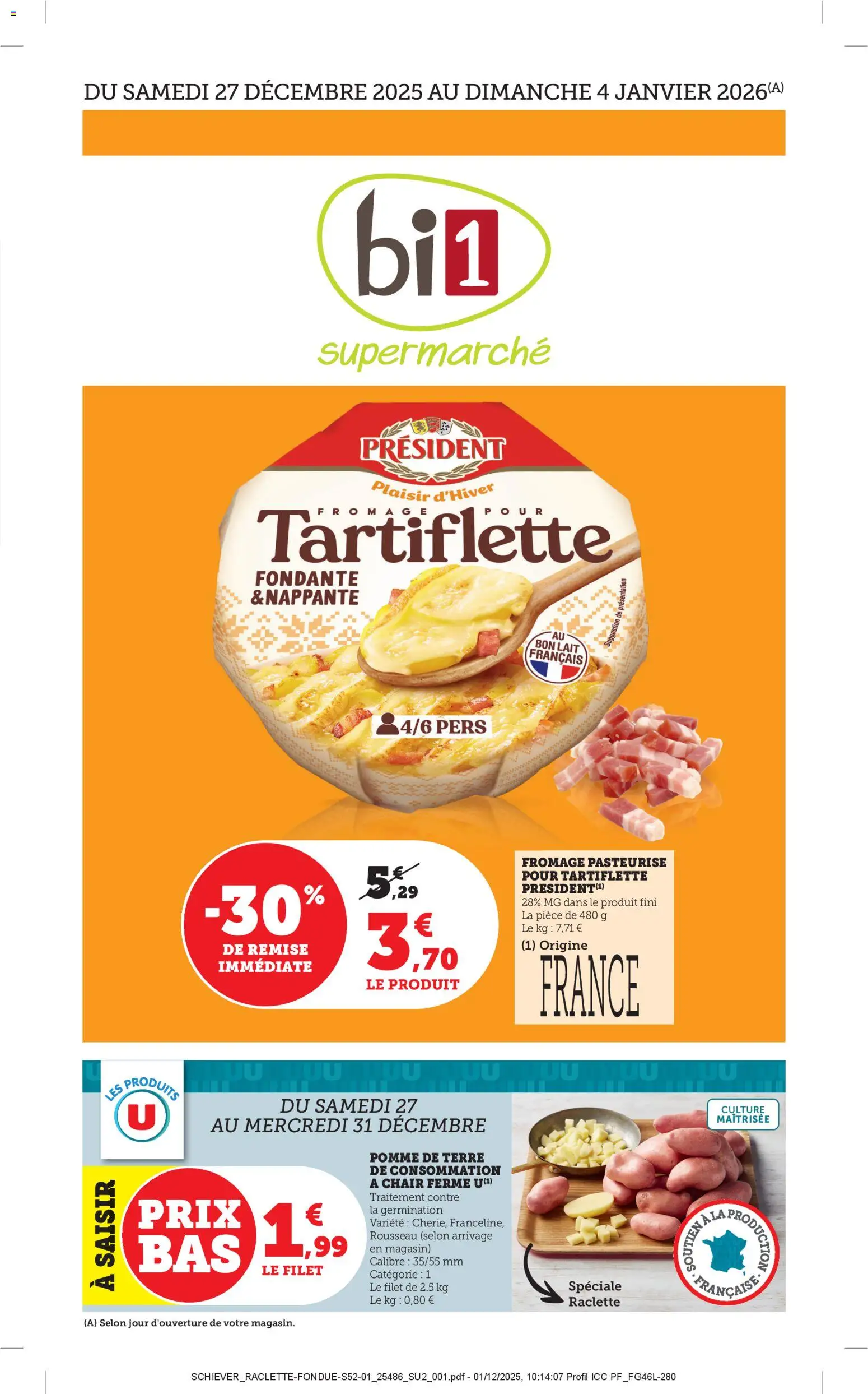 {H1} | Page: 1 | Produits: Pomme, Pomme de terre de consommation, Tartiflette, Lait