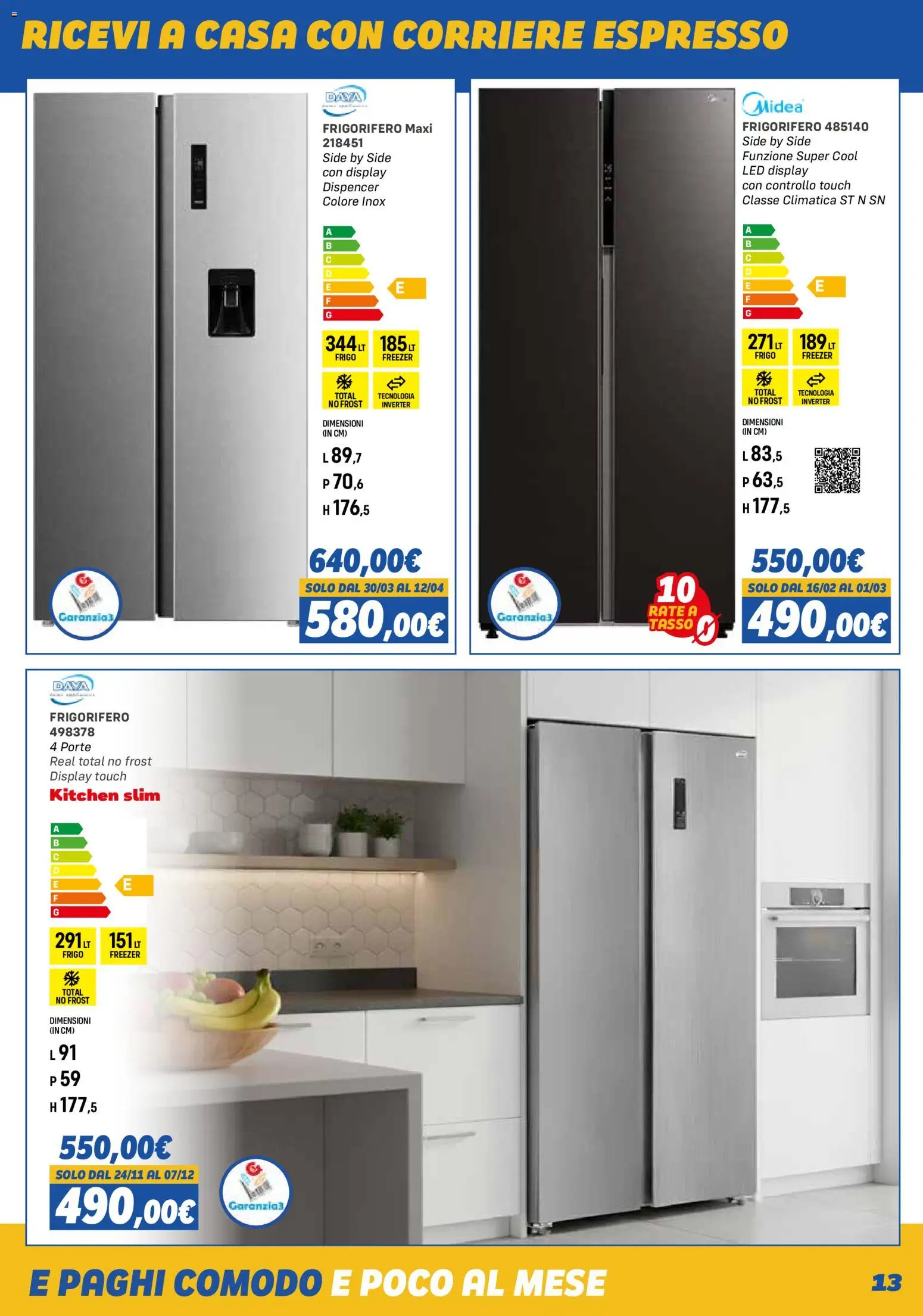 Volantino Orizzonte del 01.11.2025 | Pagina: 13 | Prodotti: Freezer, Frigorifero