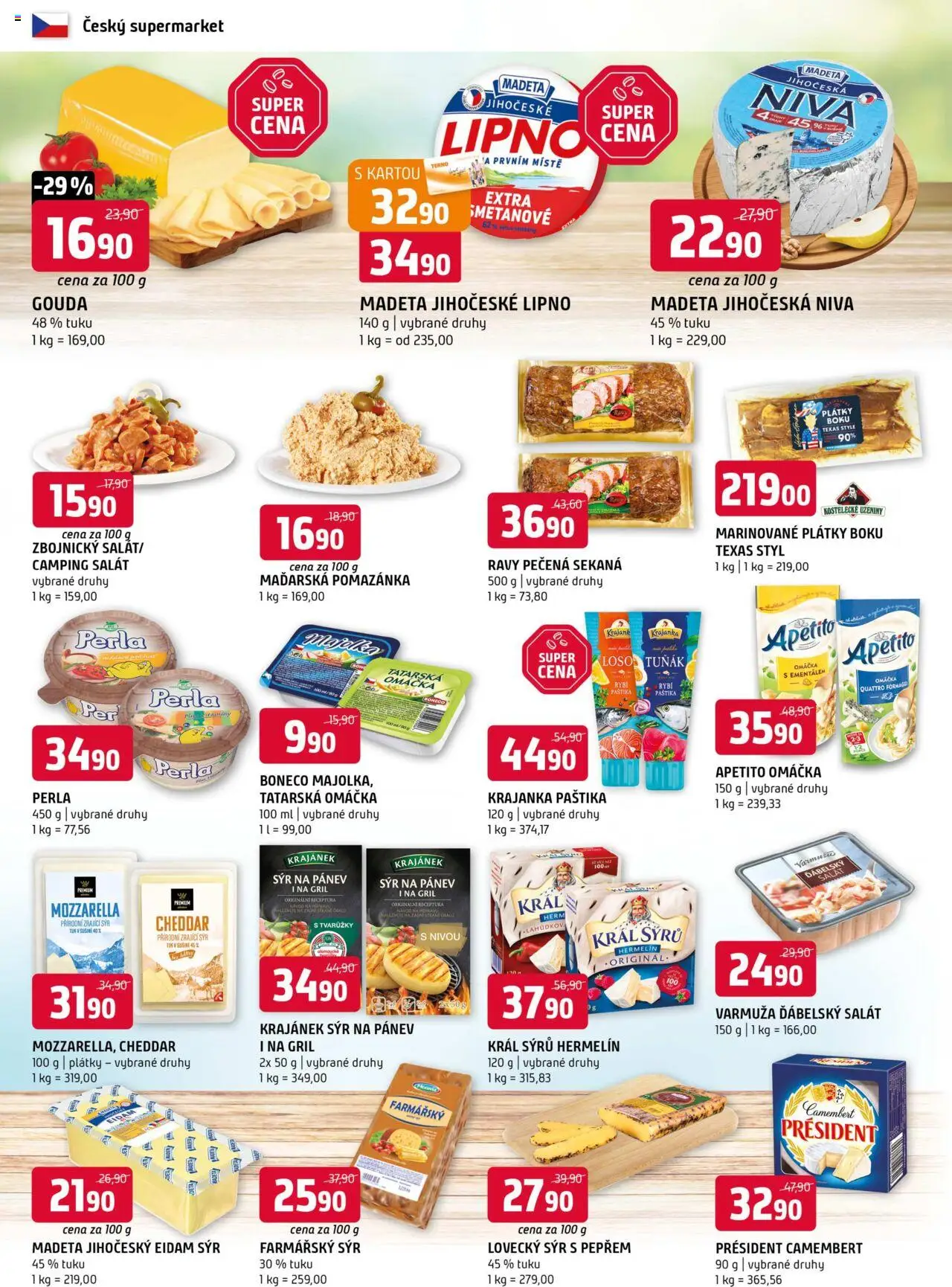 Terno leták - Český Krumlov, Jihlava, Prachatice, Strakonice, Tábor, Zlín od 20.08.2025 | Strana: 4 | Produkty: Gouda, Hermelín, Eidam, Perla
